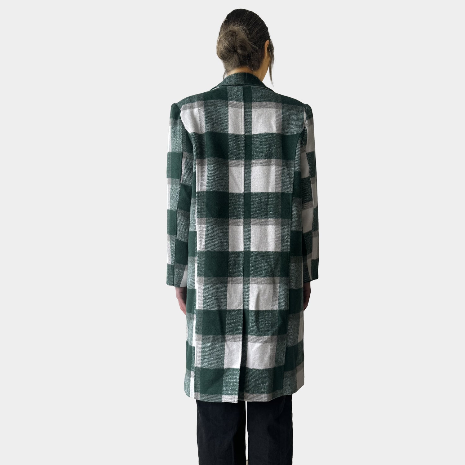 AM023028 GREEN GINGHAM WARM COAT