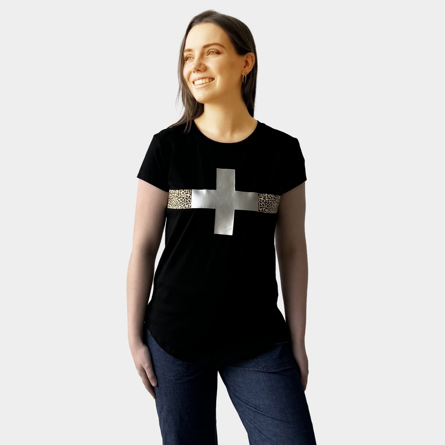 AM01292-1 LEOPARD&CROSS TEE