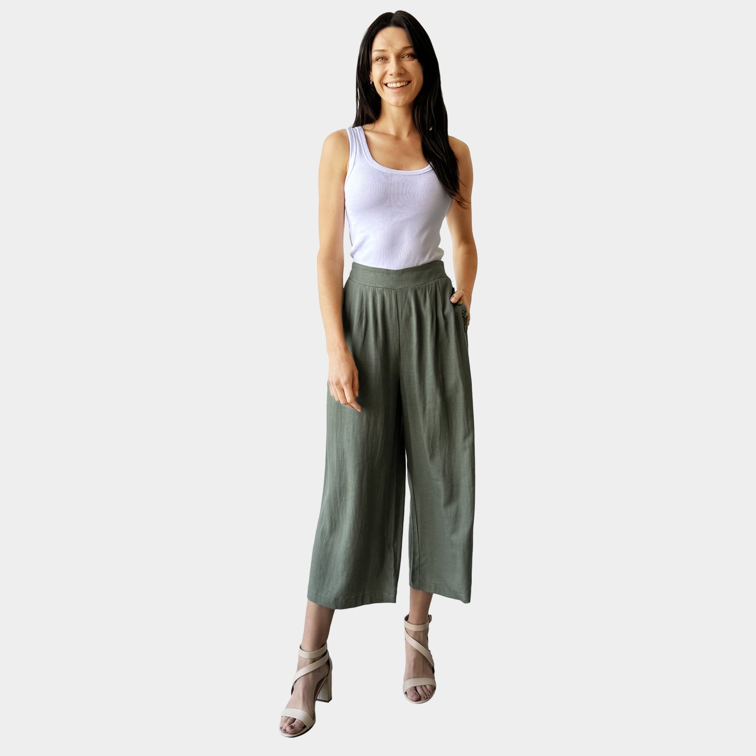 AM02487 POCKET BUTTON TRIM PANT
