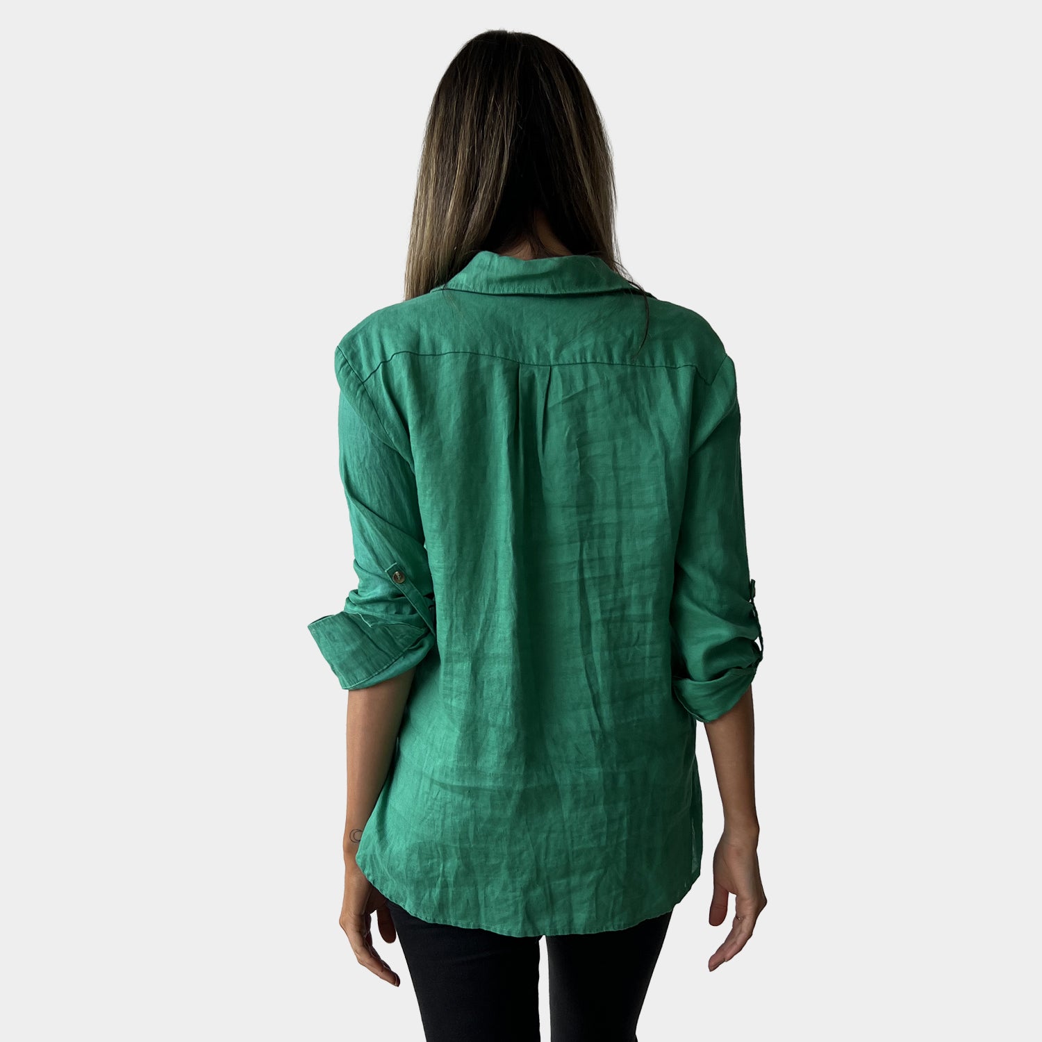 AM02506-1 CASUAL POCKET 100%LINEN SHIRT