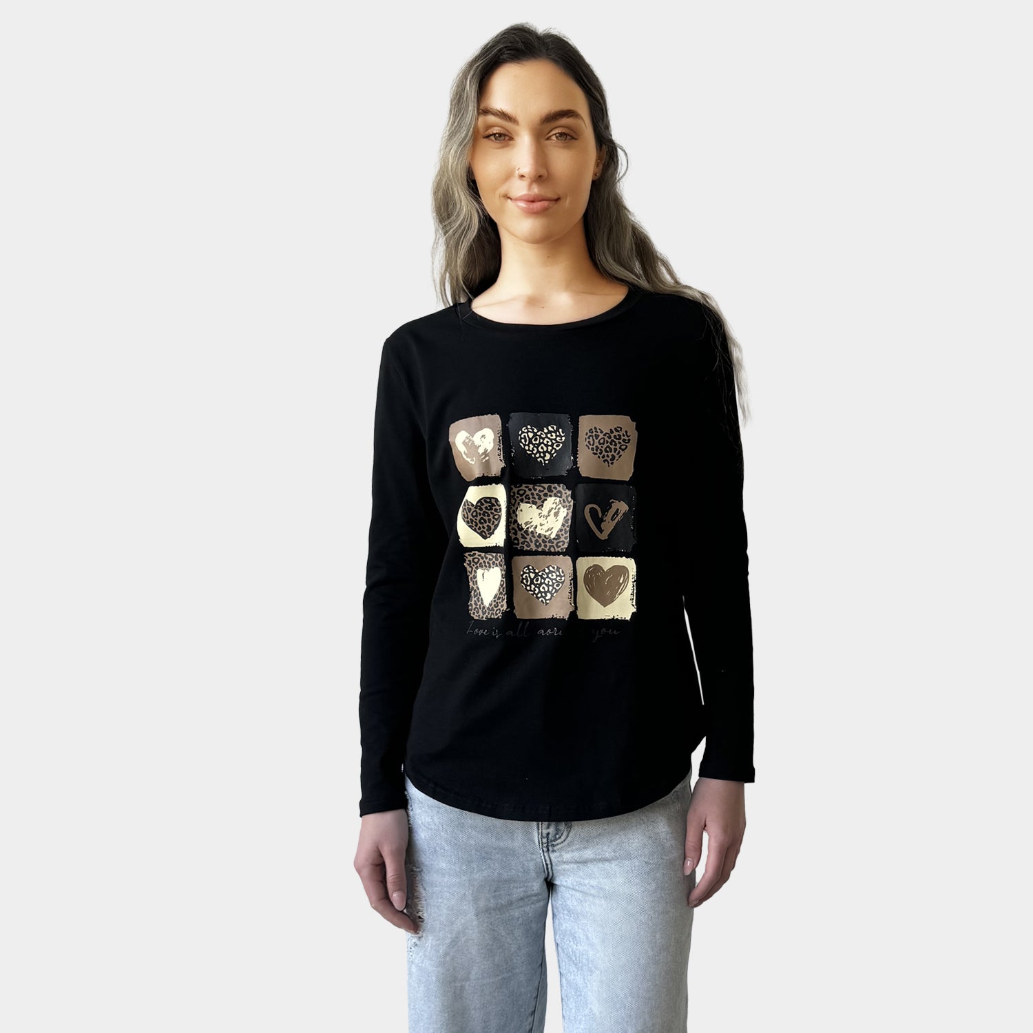 AM024016 MULTI PRINT LONG SLEEVE TEE