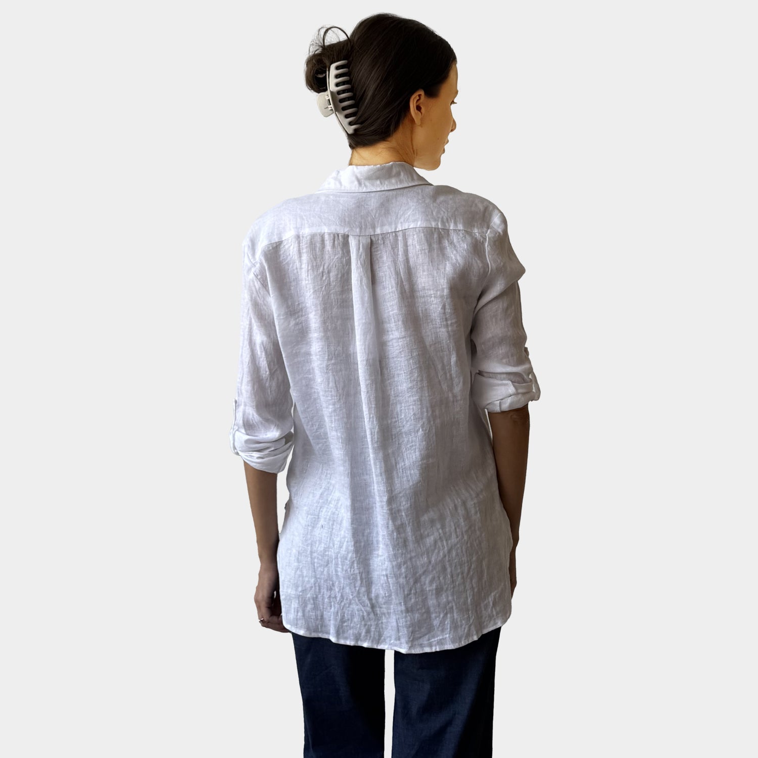 AM02368 TWO SIDE POCKET 100%LINEN SHIRT