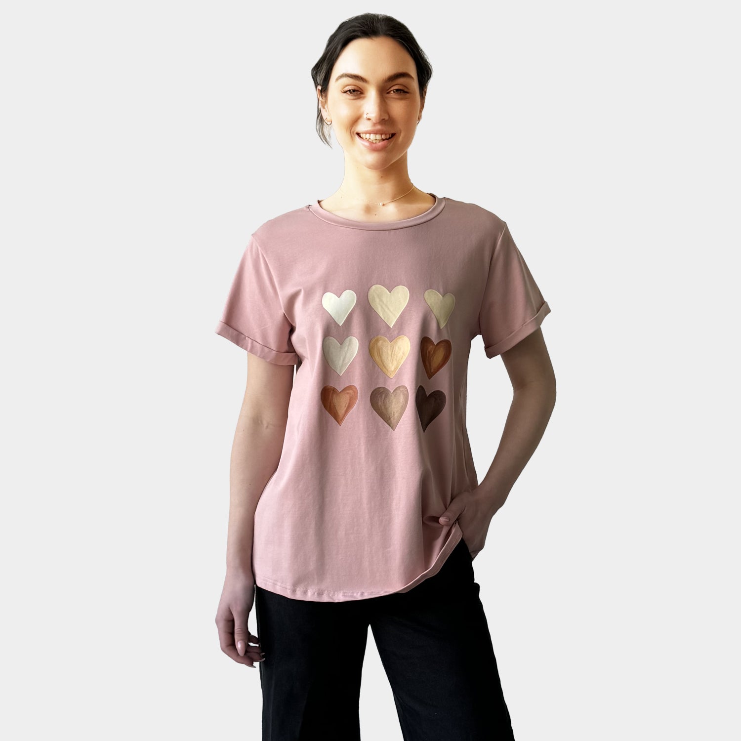 AM022199 NINE HEART PRINT TEE