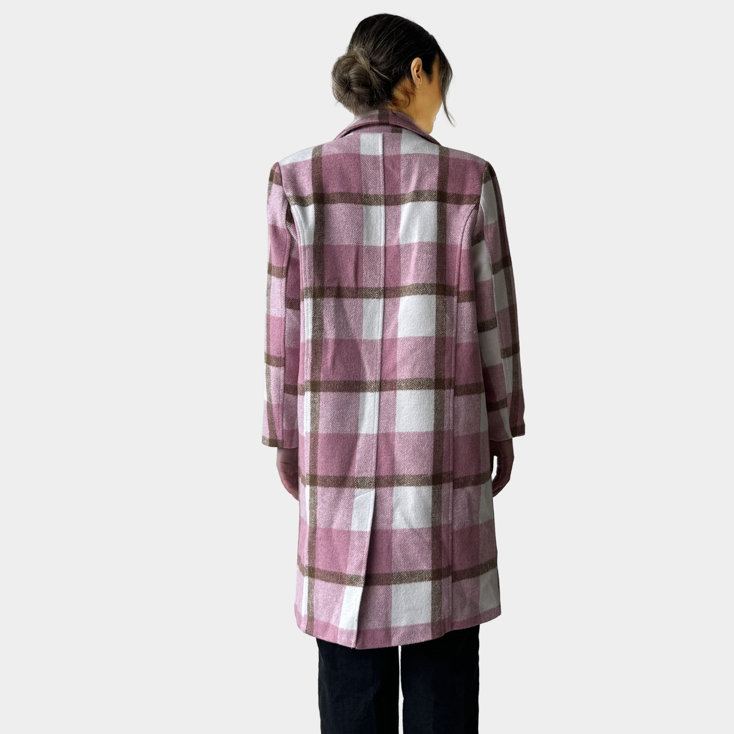 AM023028 PINK GINGHAM WARM COAT