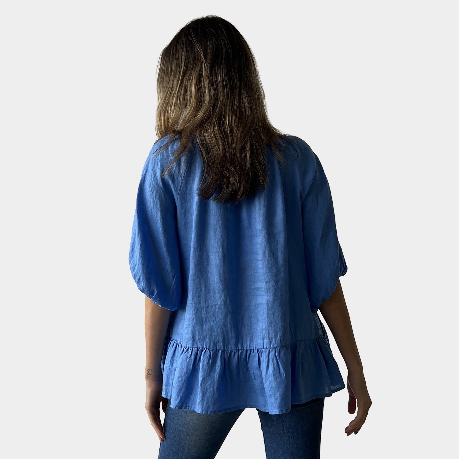 AM02491 100%LINEN SIDE POCKET TOP