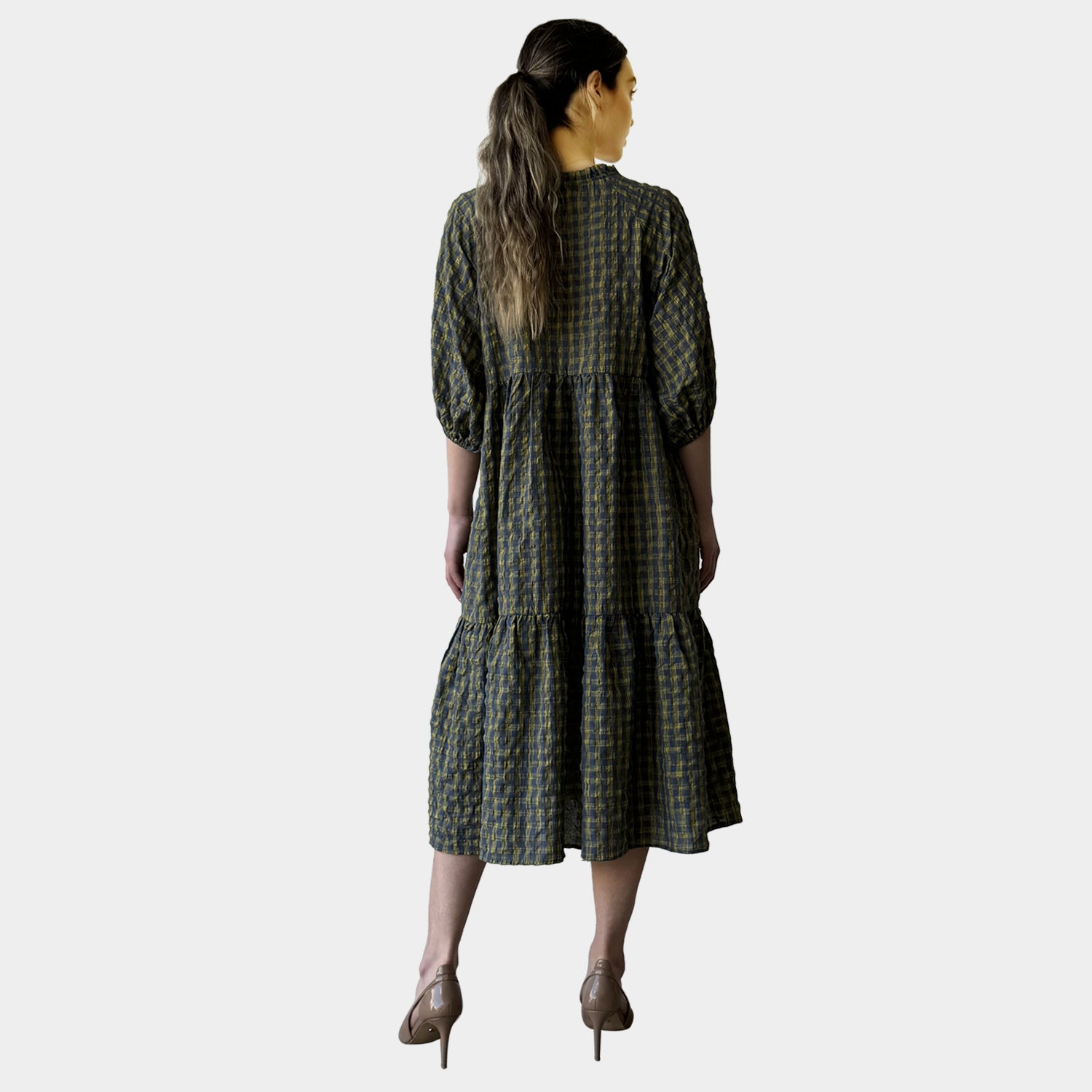 AM023072 TINY CHECK & SIDE POCKET DRESS (SALE)