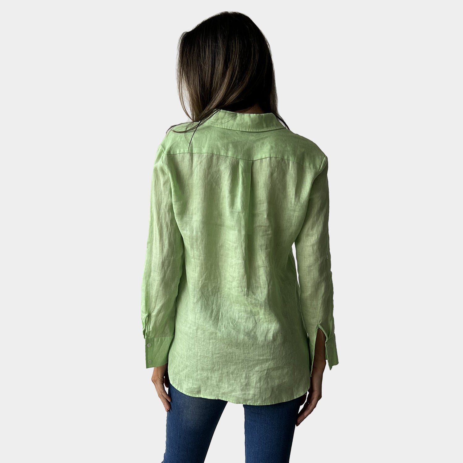 AM02506 EMBROIDERY POCKET 100%LINEN SHIRT