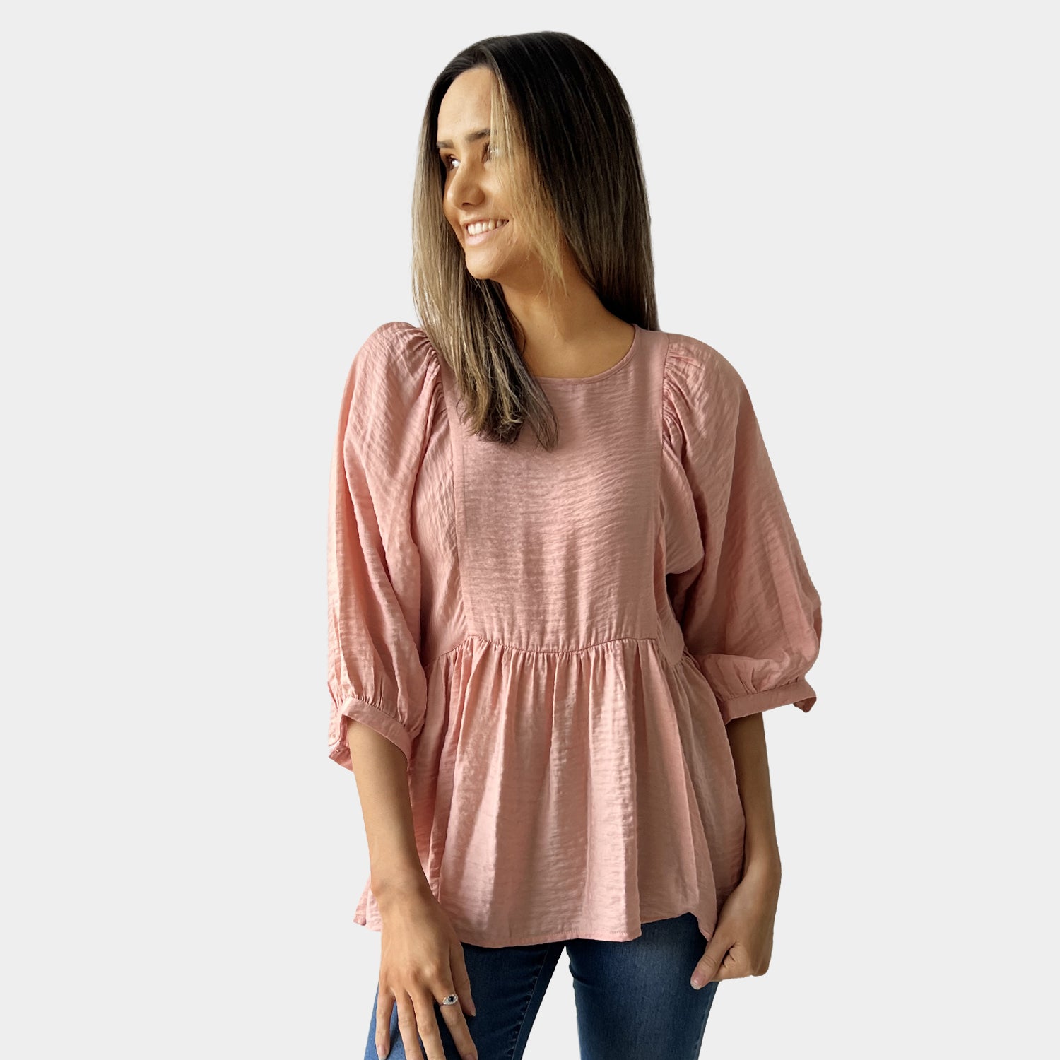 AM022173 LANTERN SLEEVE TOP (SALE)