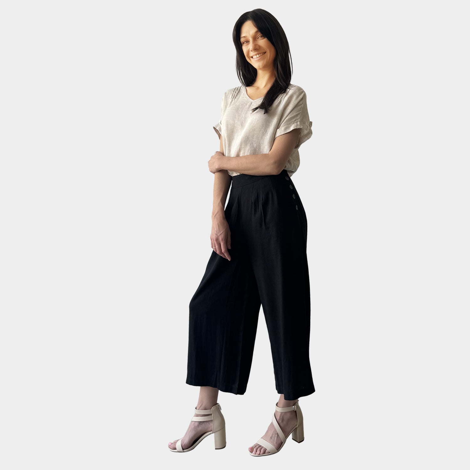 AM02487 POCKET BUTTON TRIM PANT