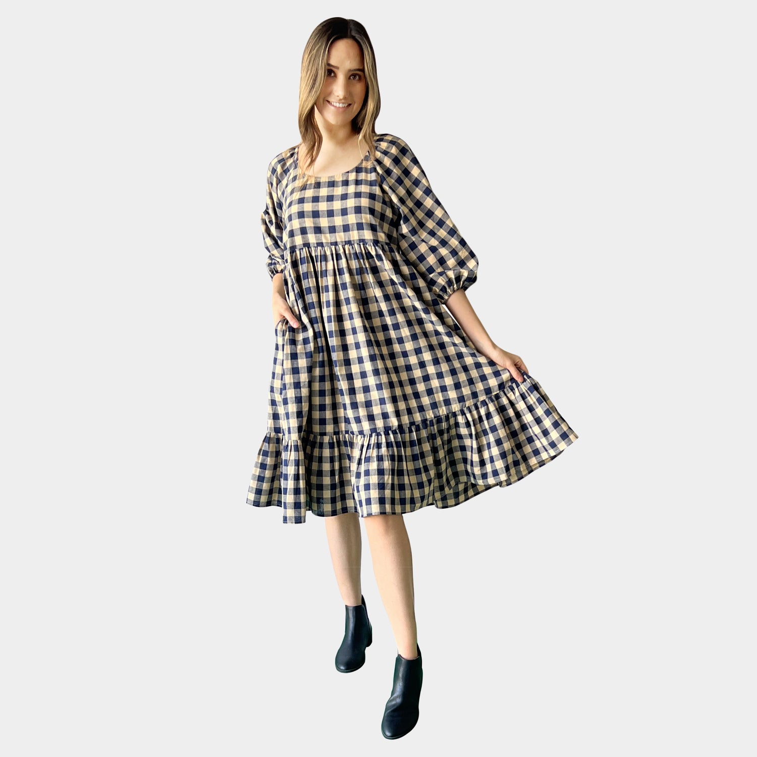 AM02319 GINGHAM WITH LINING DRESS (SALE)