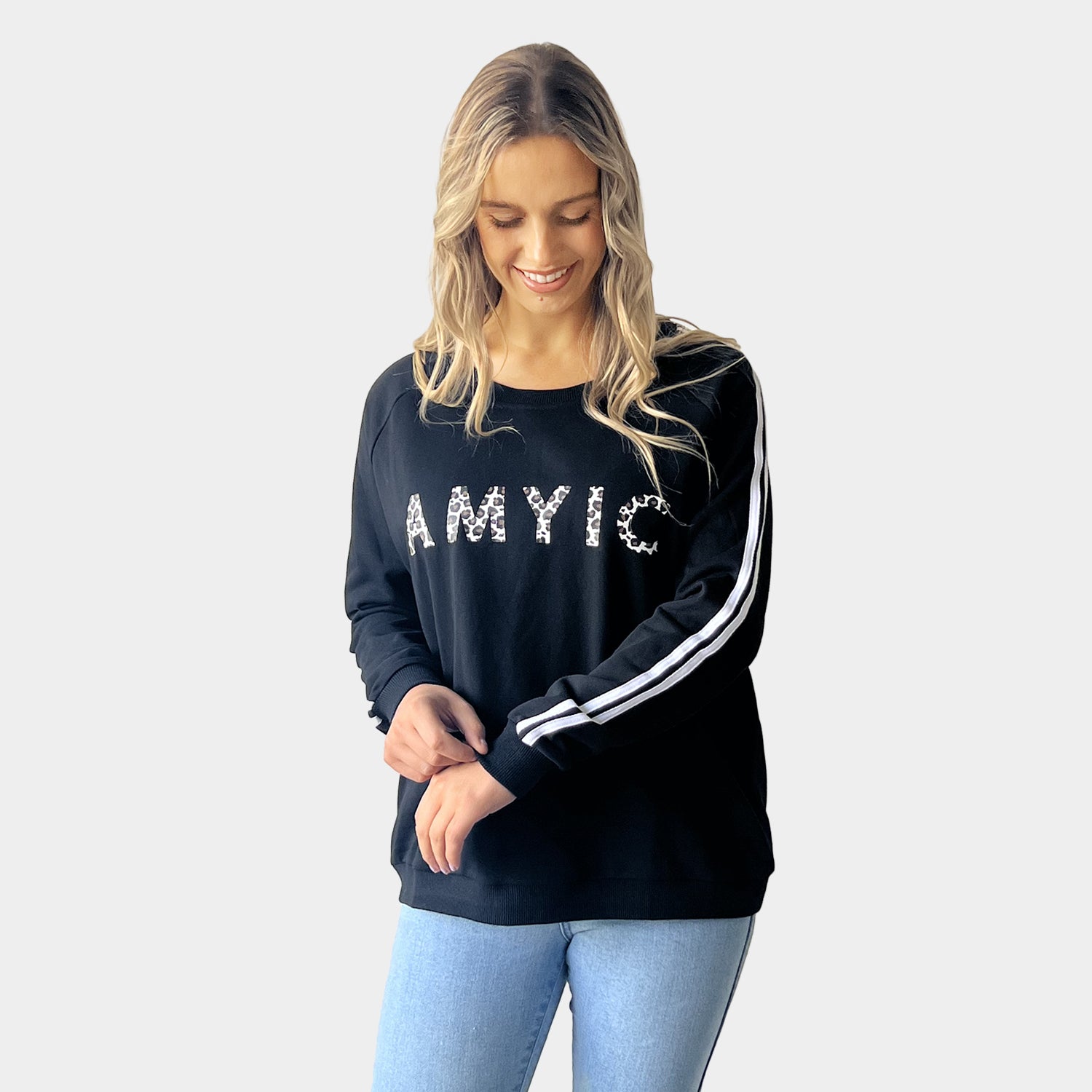 AM023040 LEOPARD LETTERS SWEATSHIRT