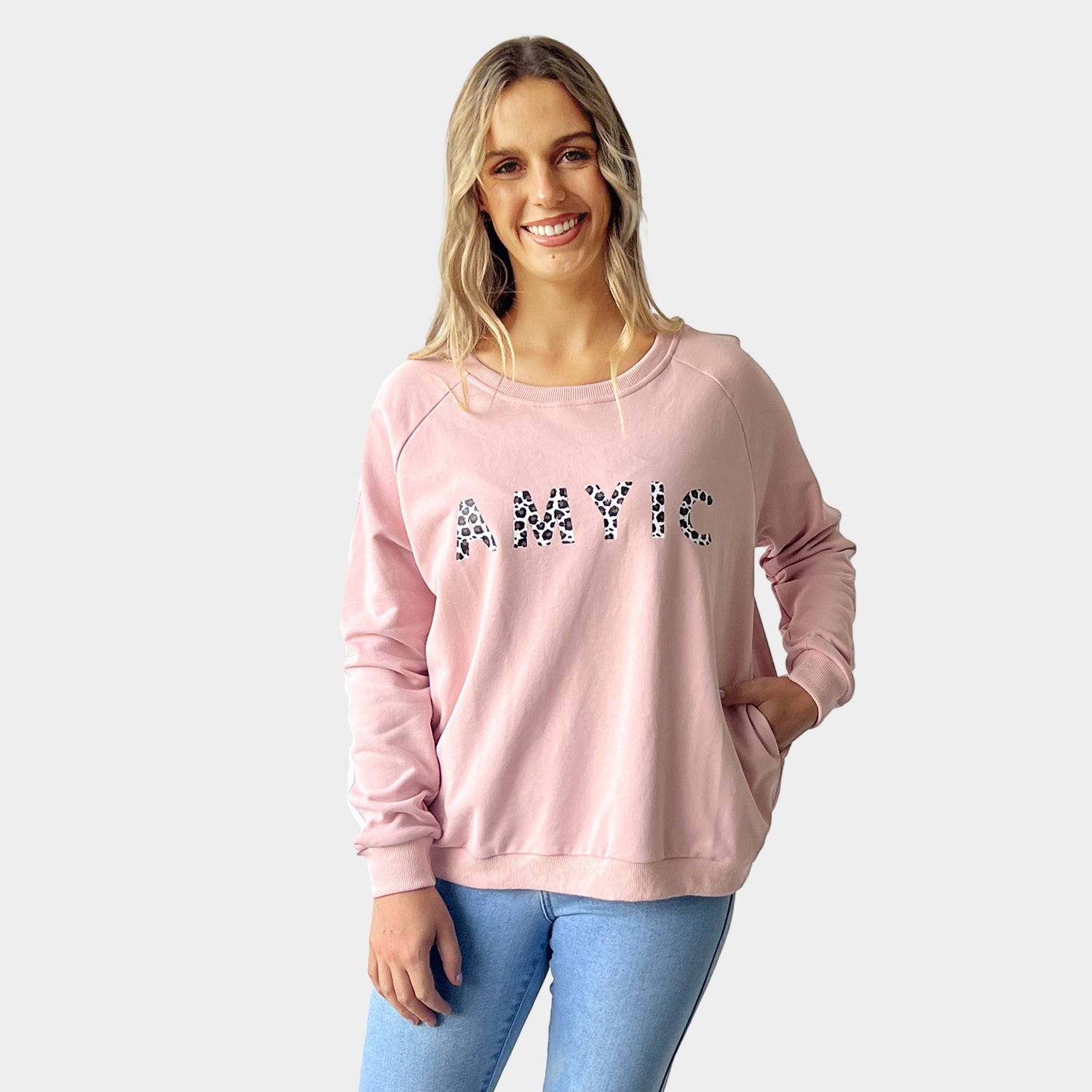 AM023040 LEOPARD LETTERS SWAETSHIRT