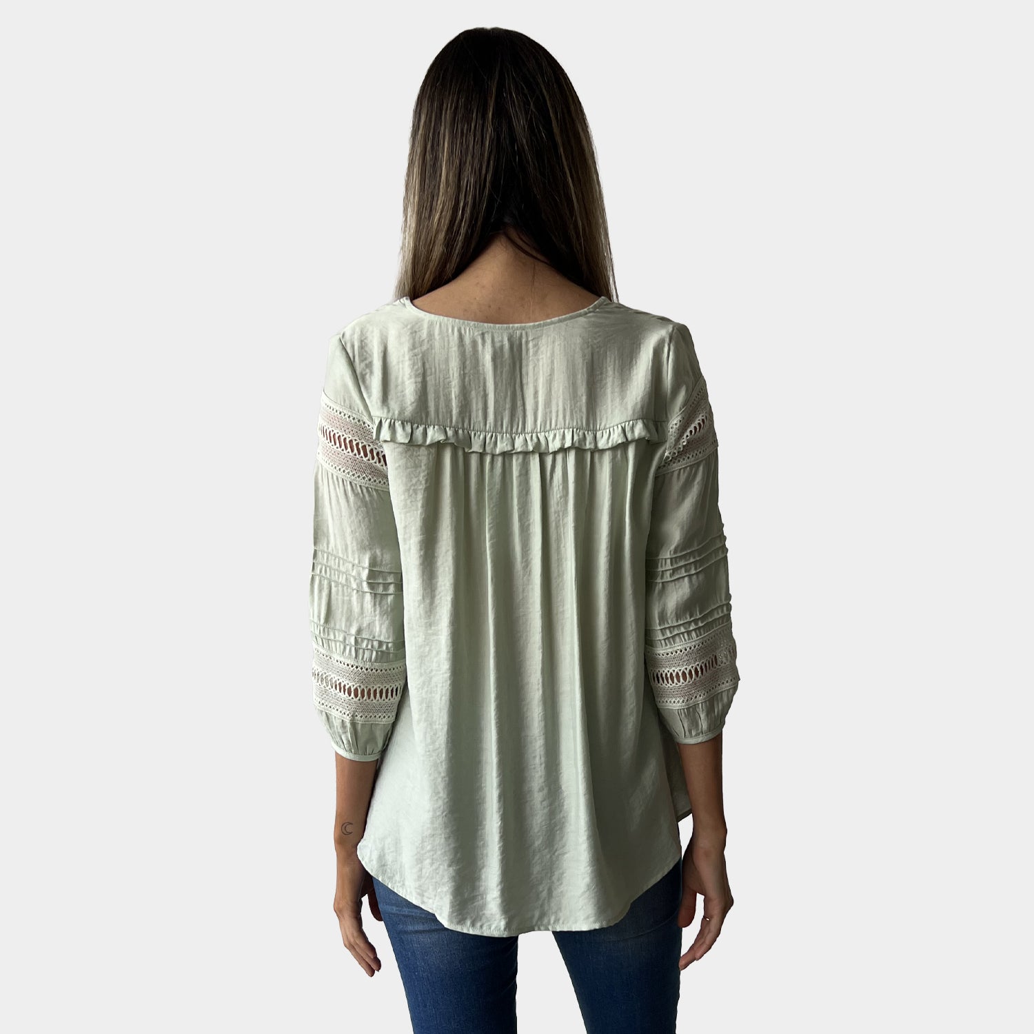 AM02398 LACE TRIM SLEEVE TOP