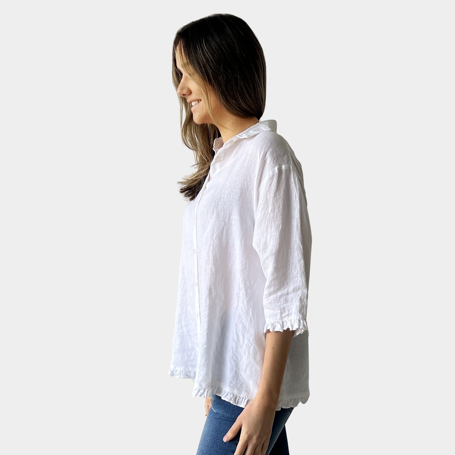 AM01188 100%LINEN SIDE POCKET SHIRT