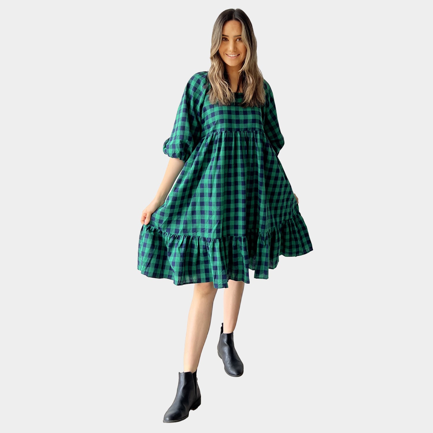 AM02319 GINGHAM WITH LINING DRESS (SALE)