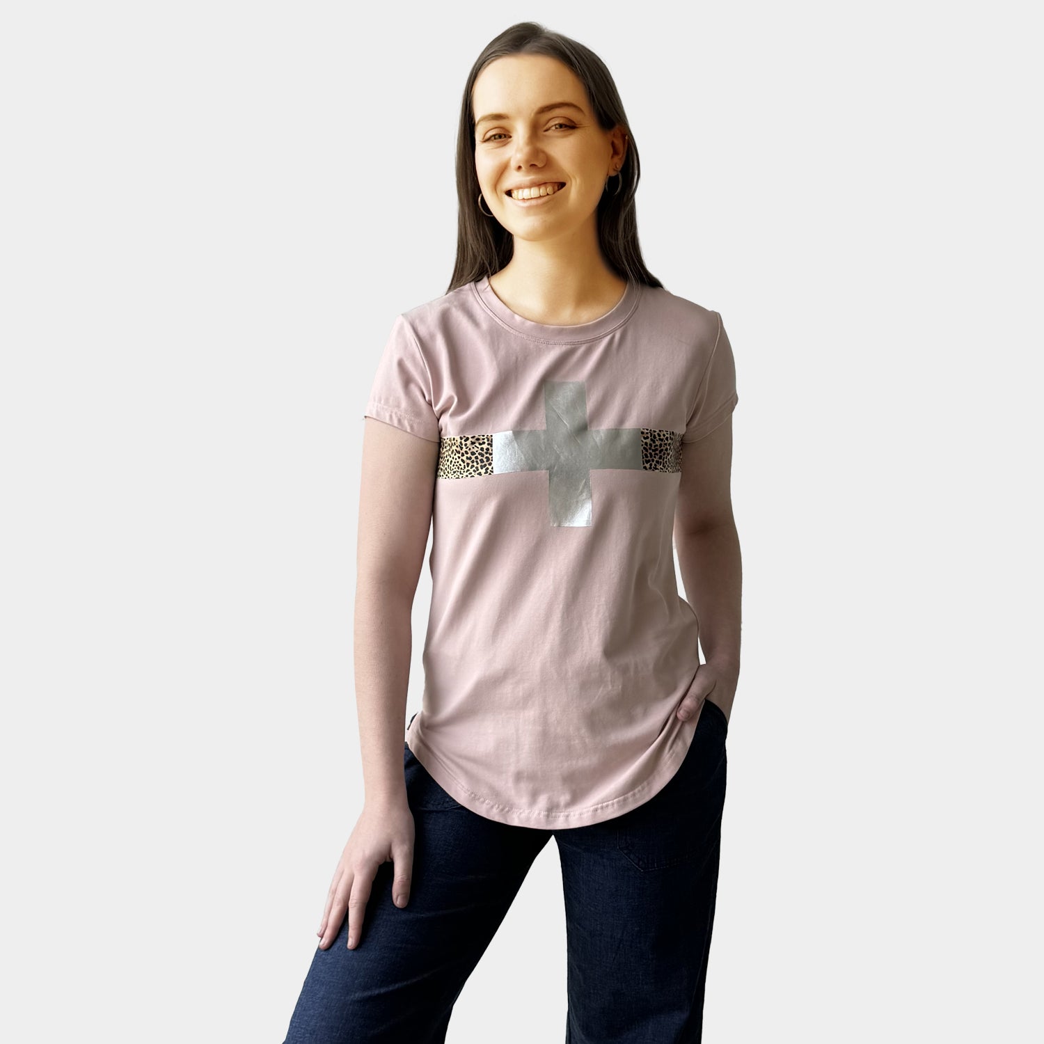 AM01292-1 LEOPARD&CROSS TEE (SALE)