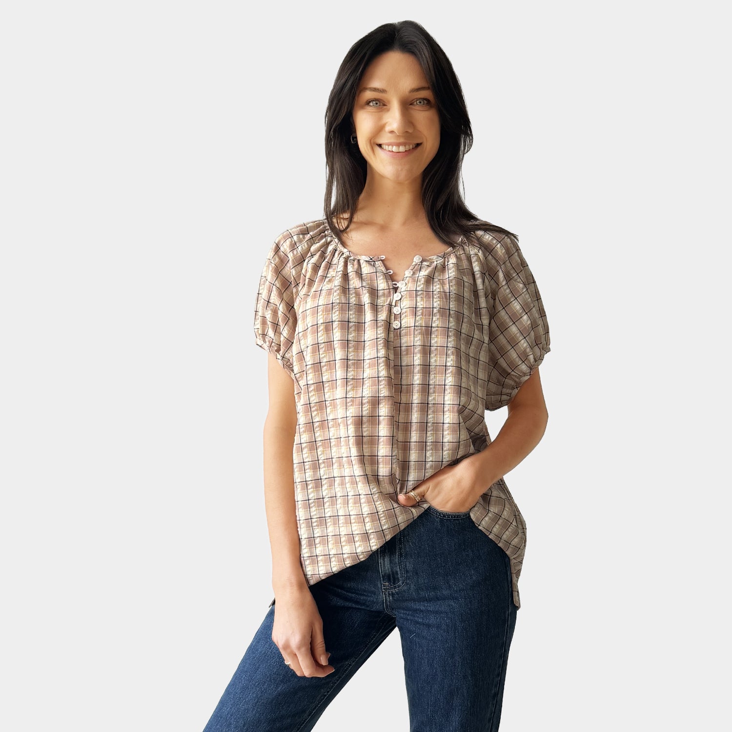 AM022204 GINGHAM TOP (SALE)