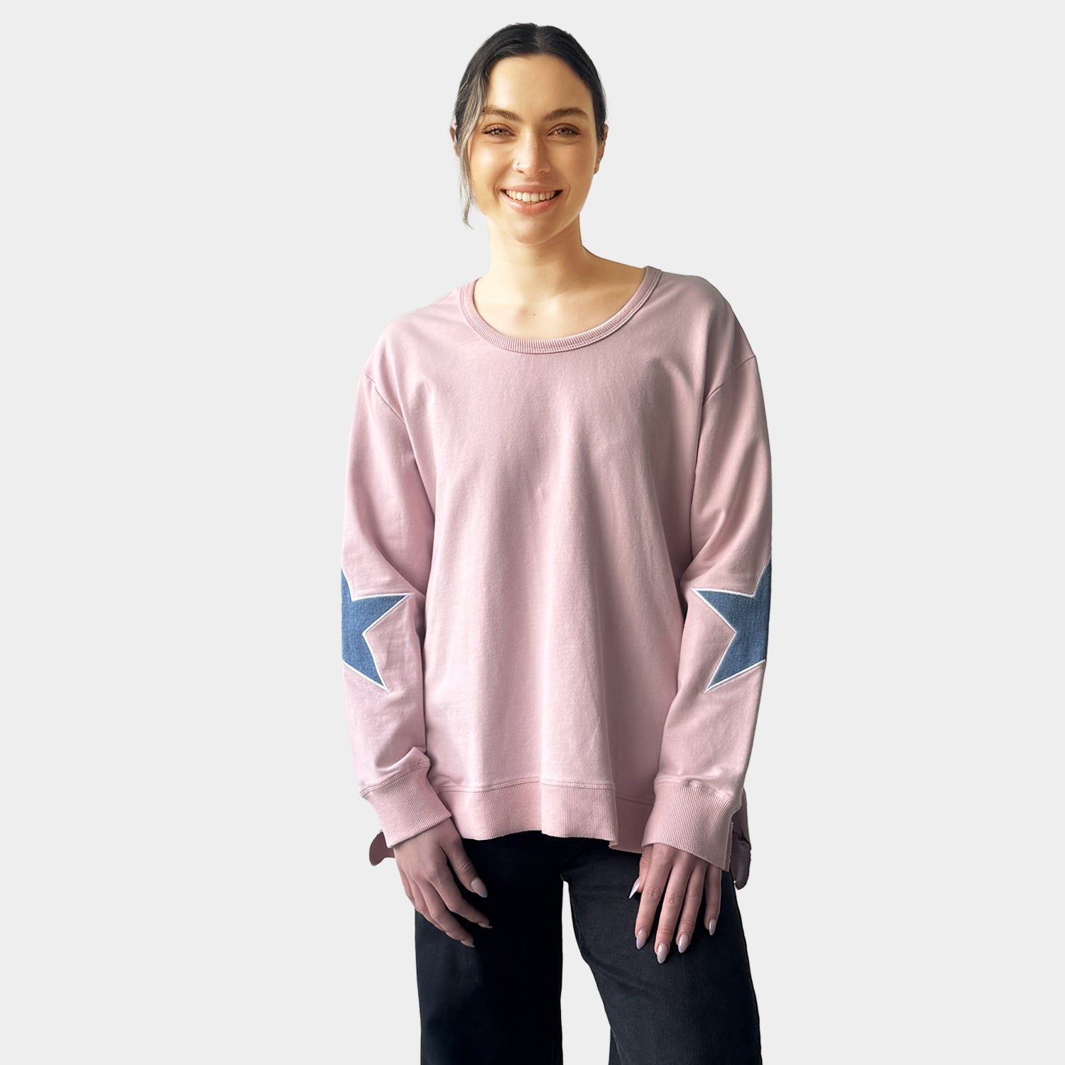 AM022115 EMBROIDERY STARS SWEATSHIRT