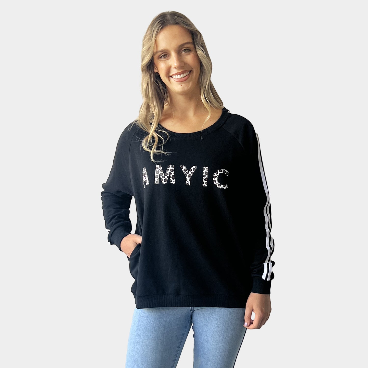 AM023040 LEOPARD LETTERS SWEATSHIRT