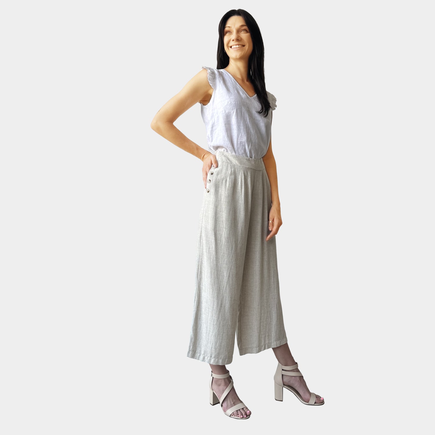 AM02487 POCKET BUTTON TRIM PANT