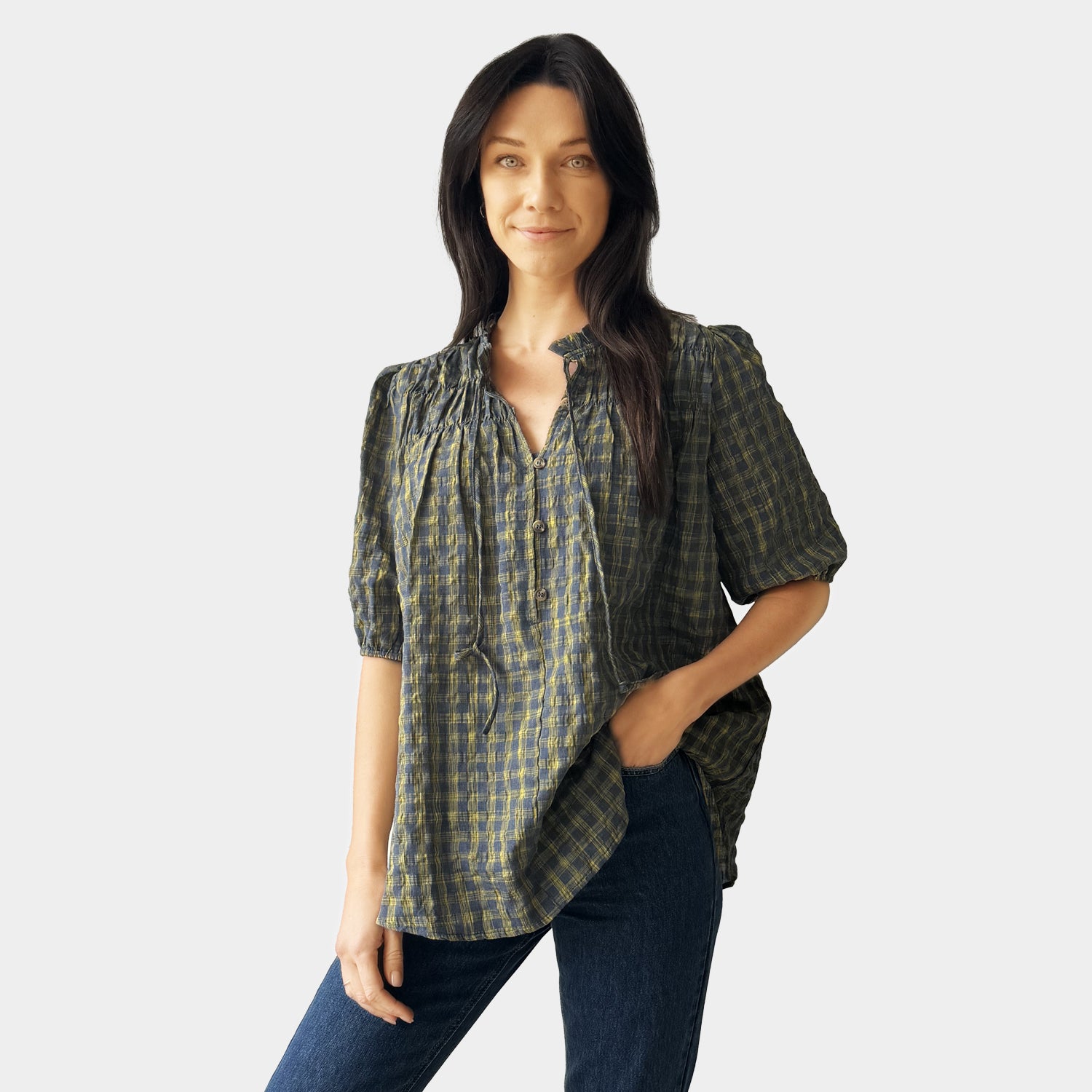 AM023070 TINY CHECK TOP (SALE)