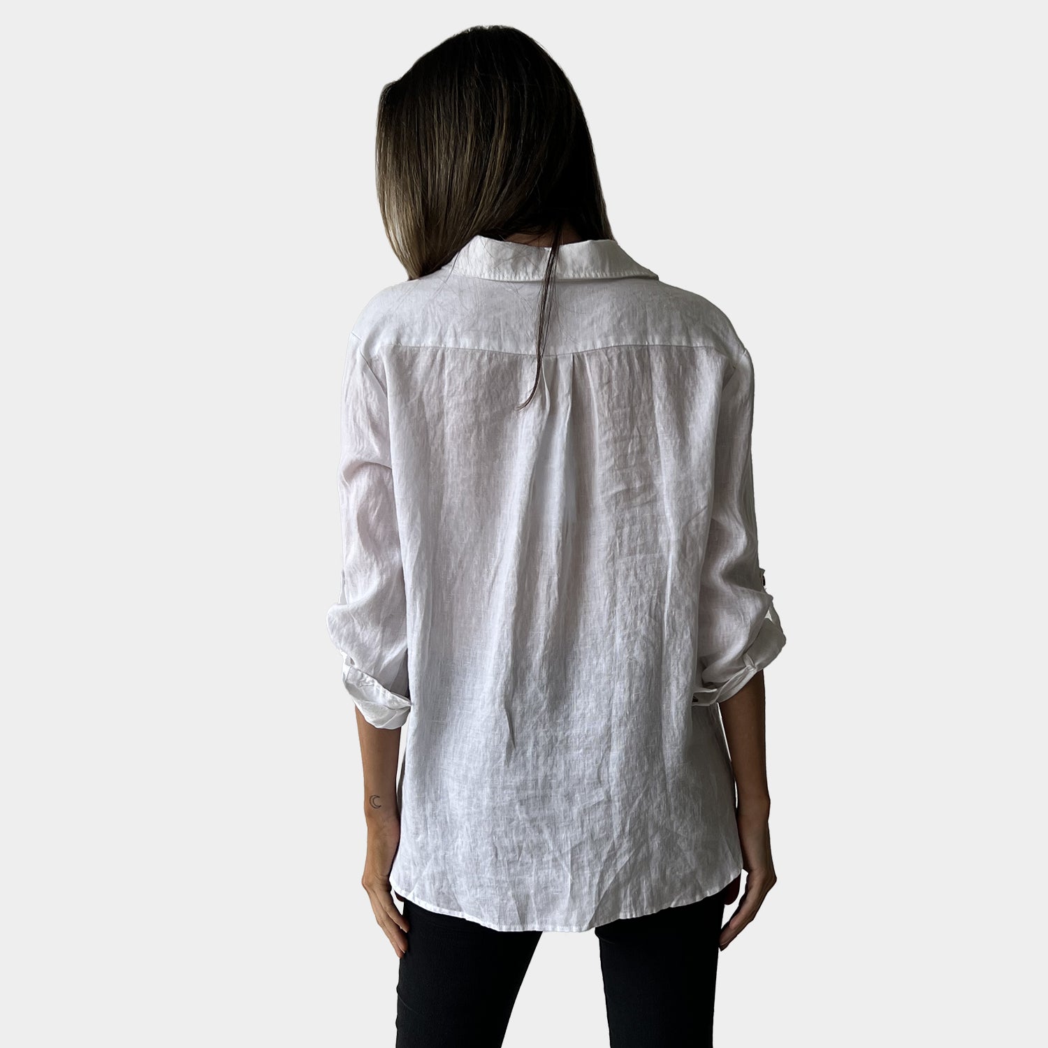 AM024019 CASUAL POCKET 100%LINEN SHIRT