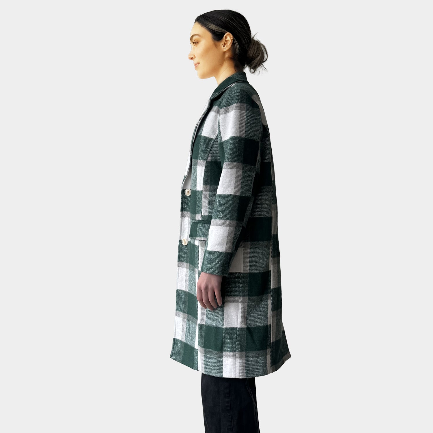 AM023028 GREEN GINGHAM WARM COAT