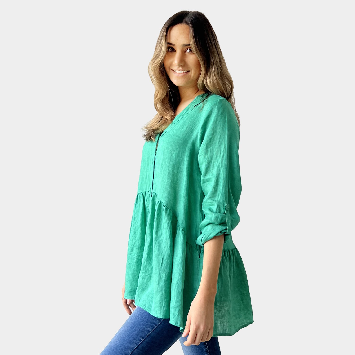 AM02484 100%LINEN CARDIGAN TOP