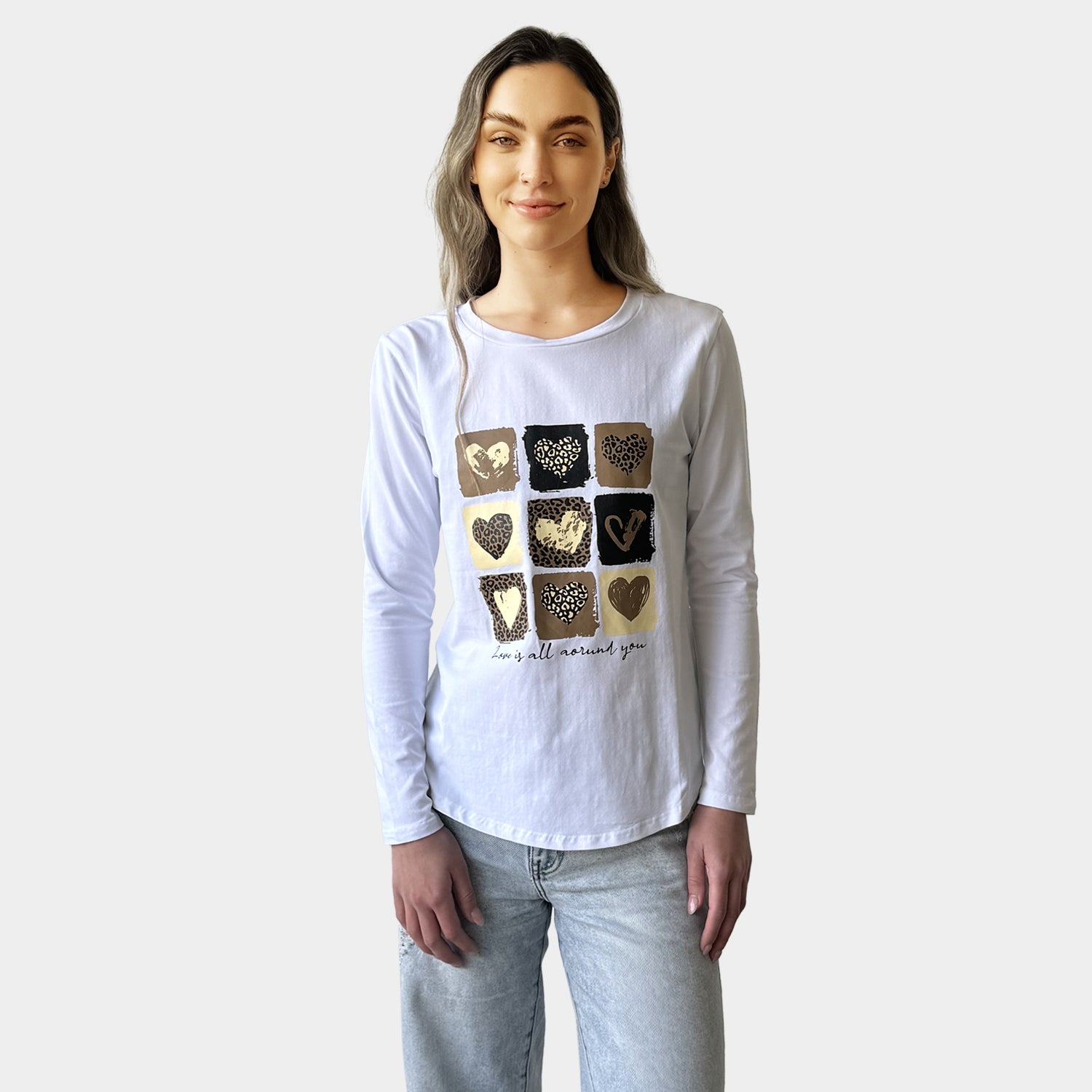 AM024016 MULTI PRINT LONG SLEEVE TEE