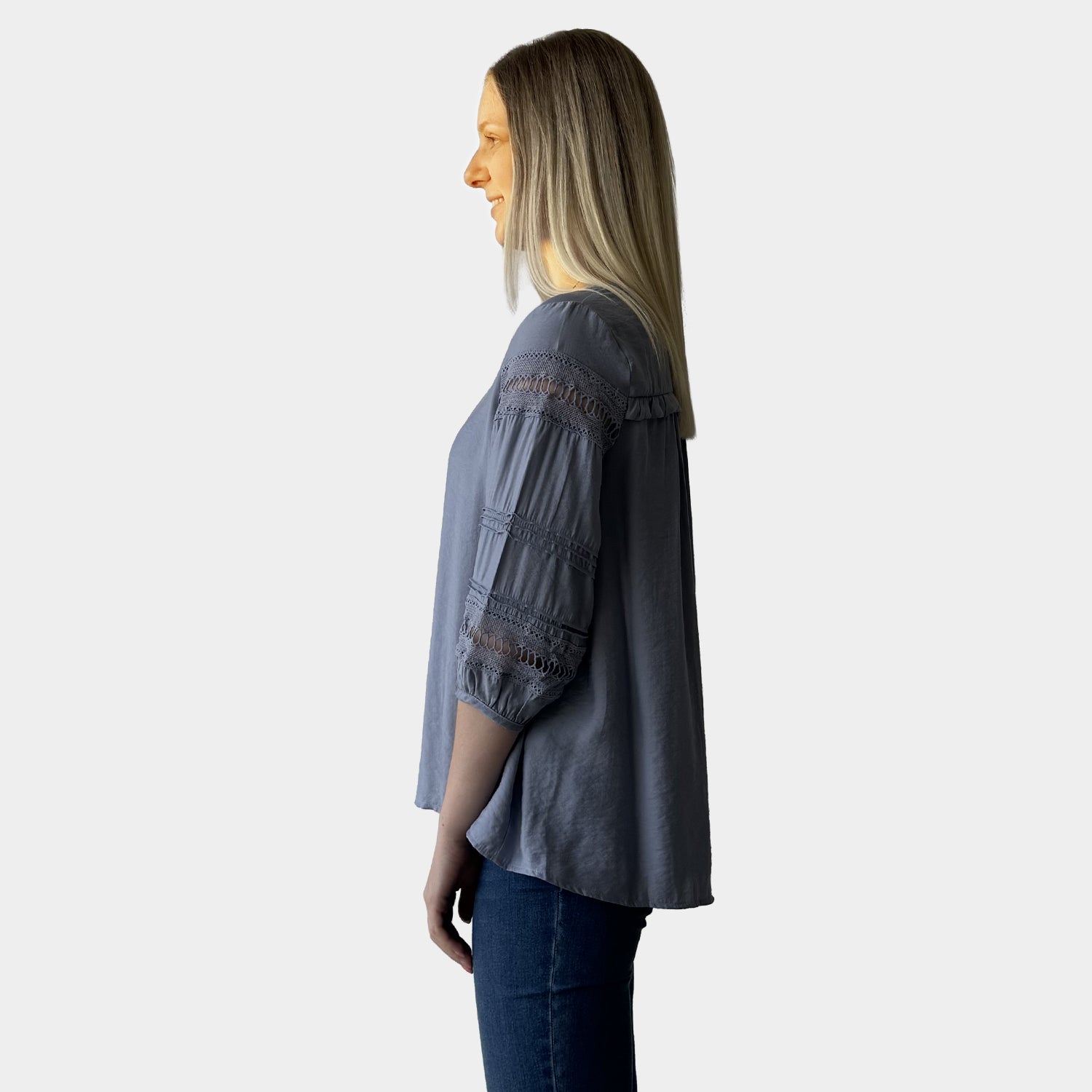 AM02398 LACE TRIM SLEEVE TOP