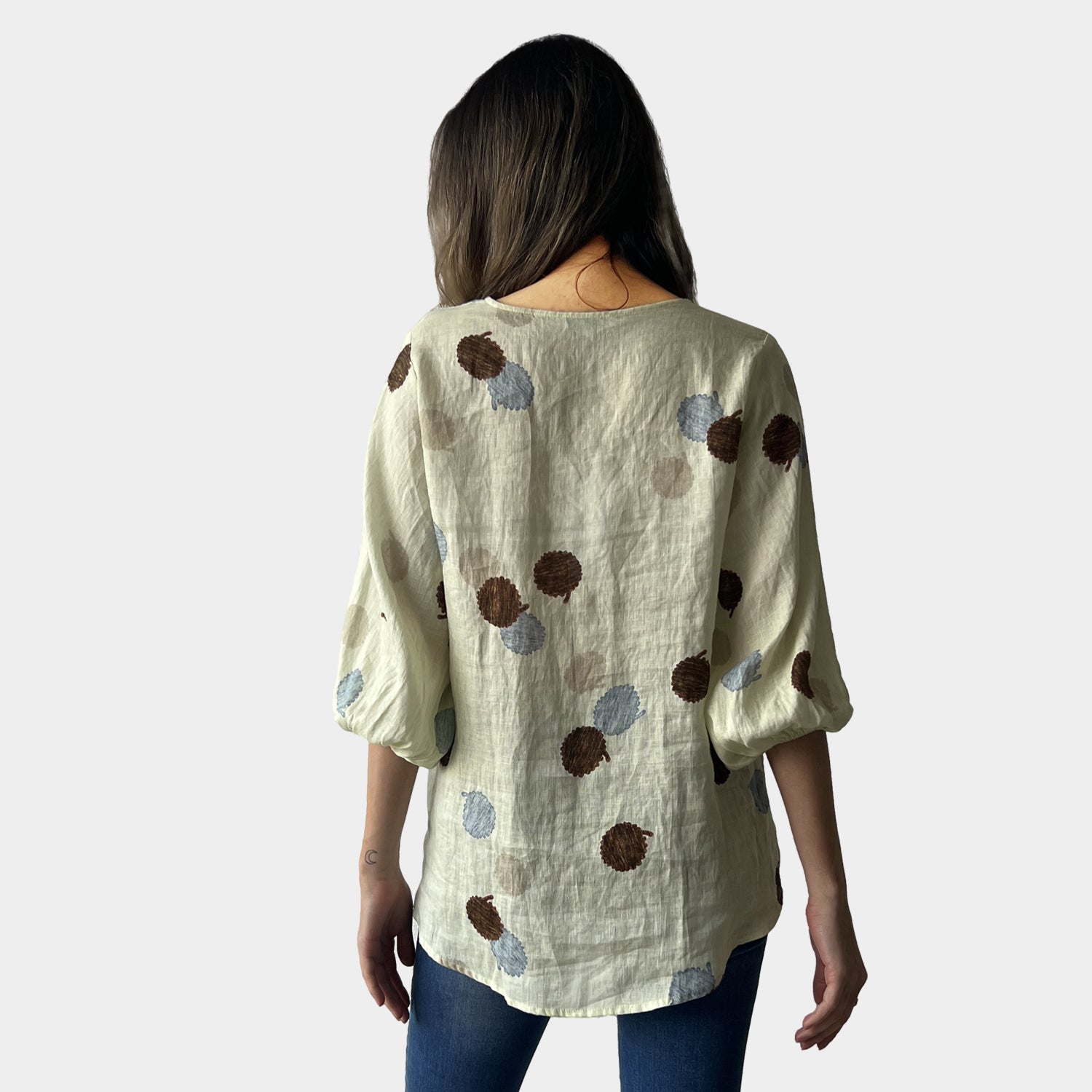 AM02390-1 100%LINEN PRINT TOP