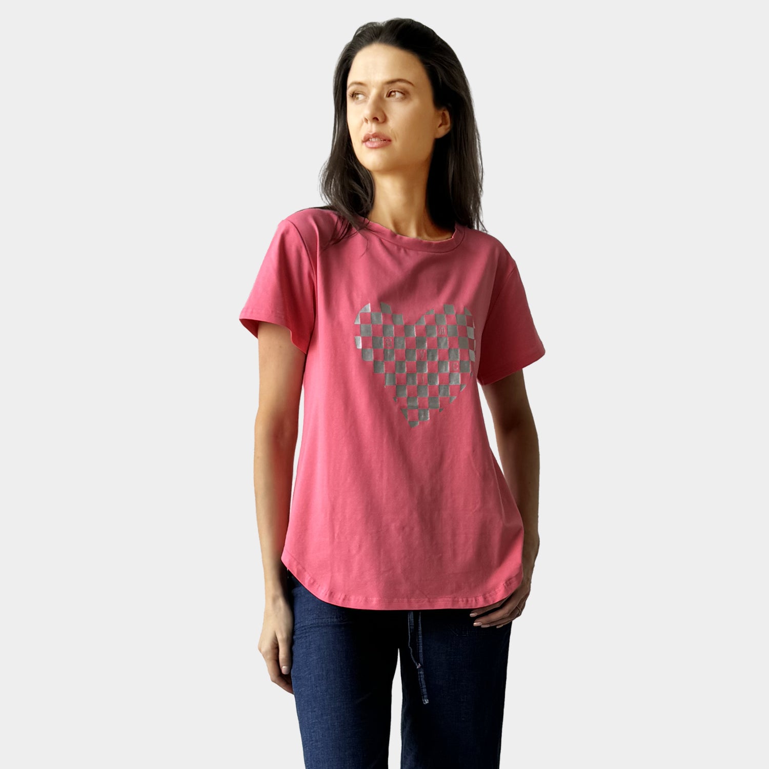 AM24050 CHECK LOVE PRINT TEE