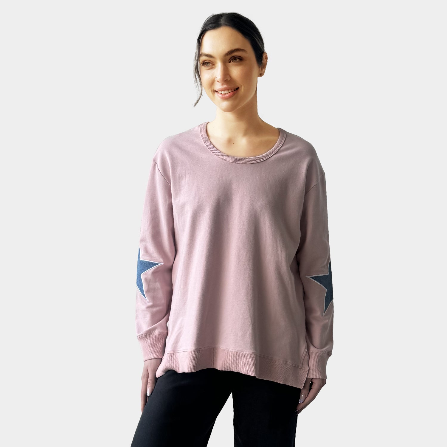 AM022115 EMBROIDERY STARS SWEATSHIRT