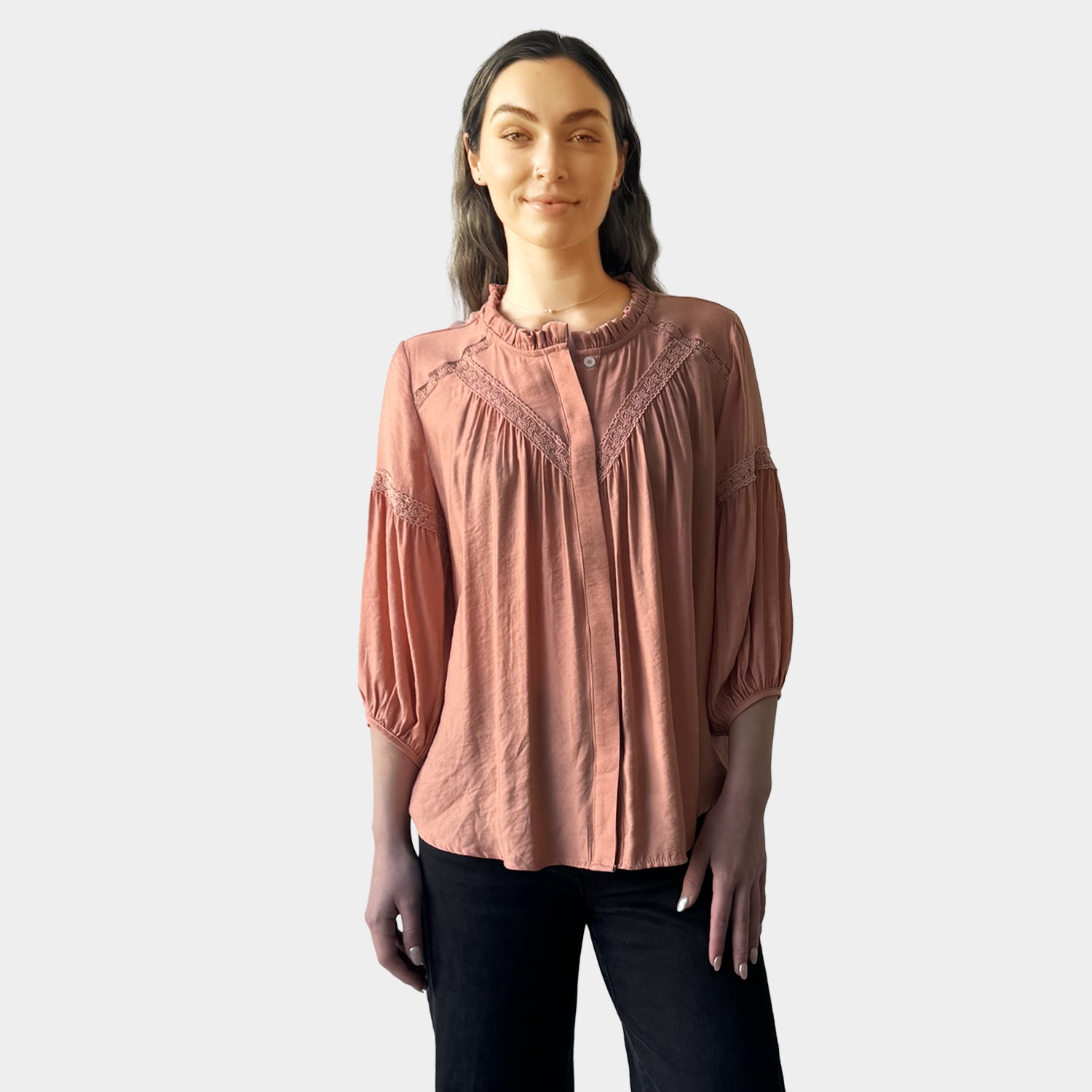 AM02397 FRILL NECK & LACE TRIM (SALE)