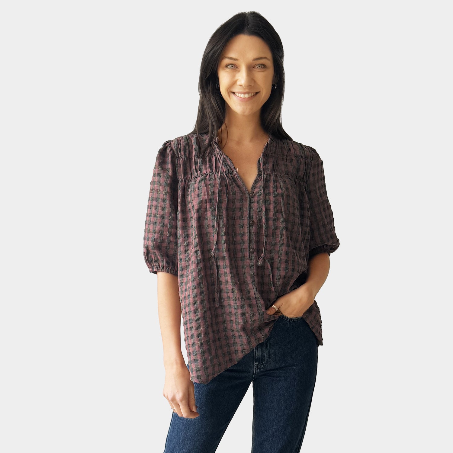 AM023070 TINY CHECK TOP (SALE)