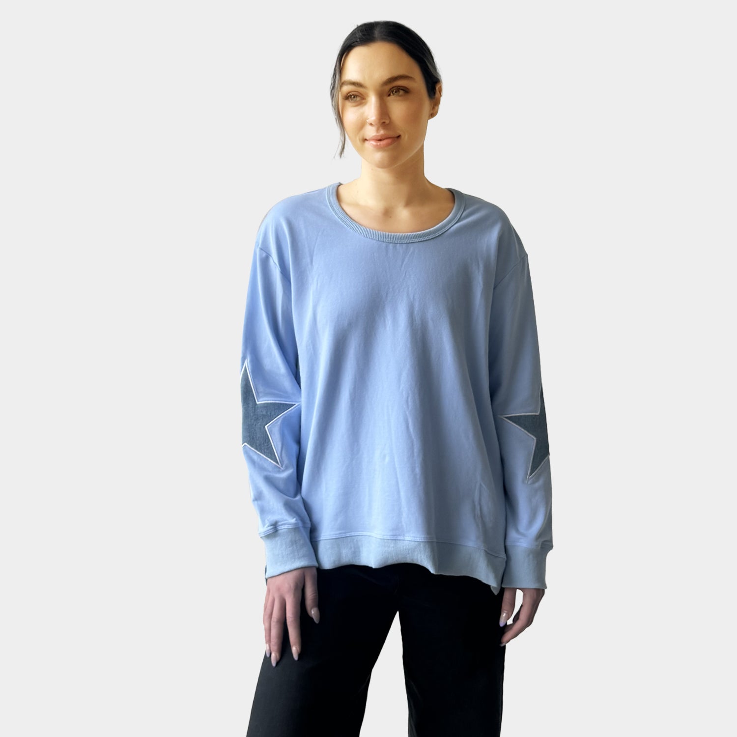 AM022115 EMBROIDERY STARS SWEATSHIRT