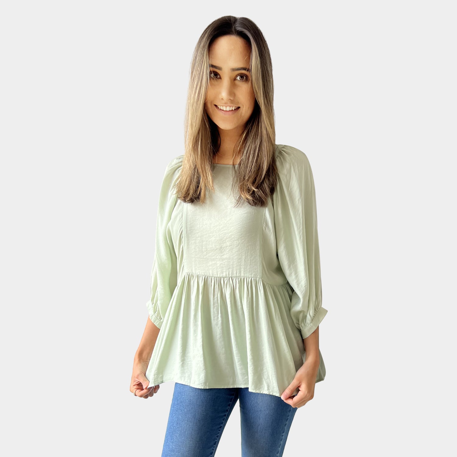 AM022173 LANTERN SLEEVE TOP (SALE)