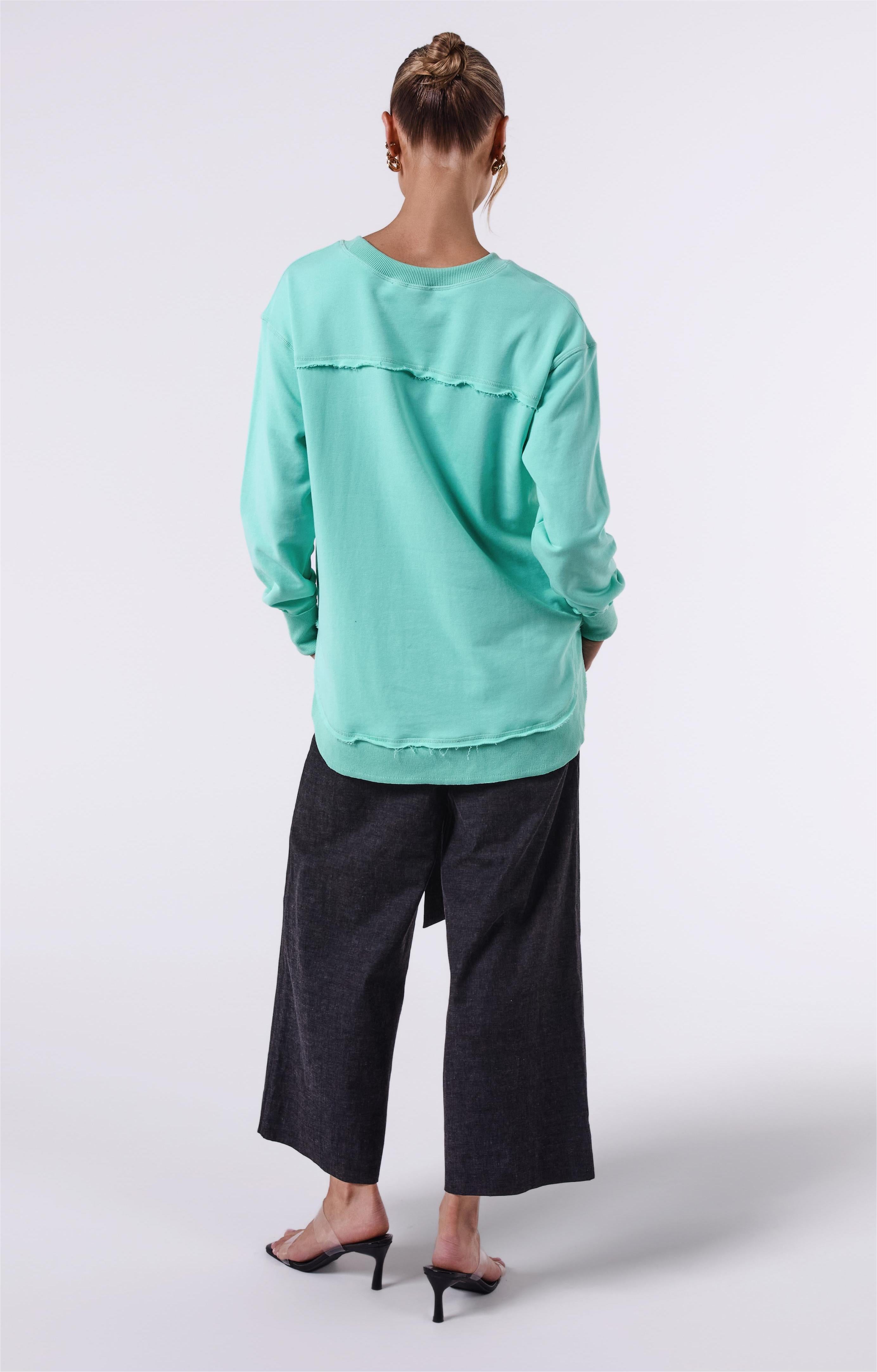AM022161 APPLE GREEN EMBROIDERY SWEATSHIRT