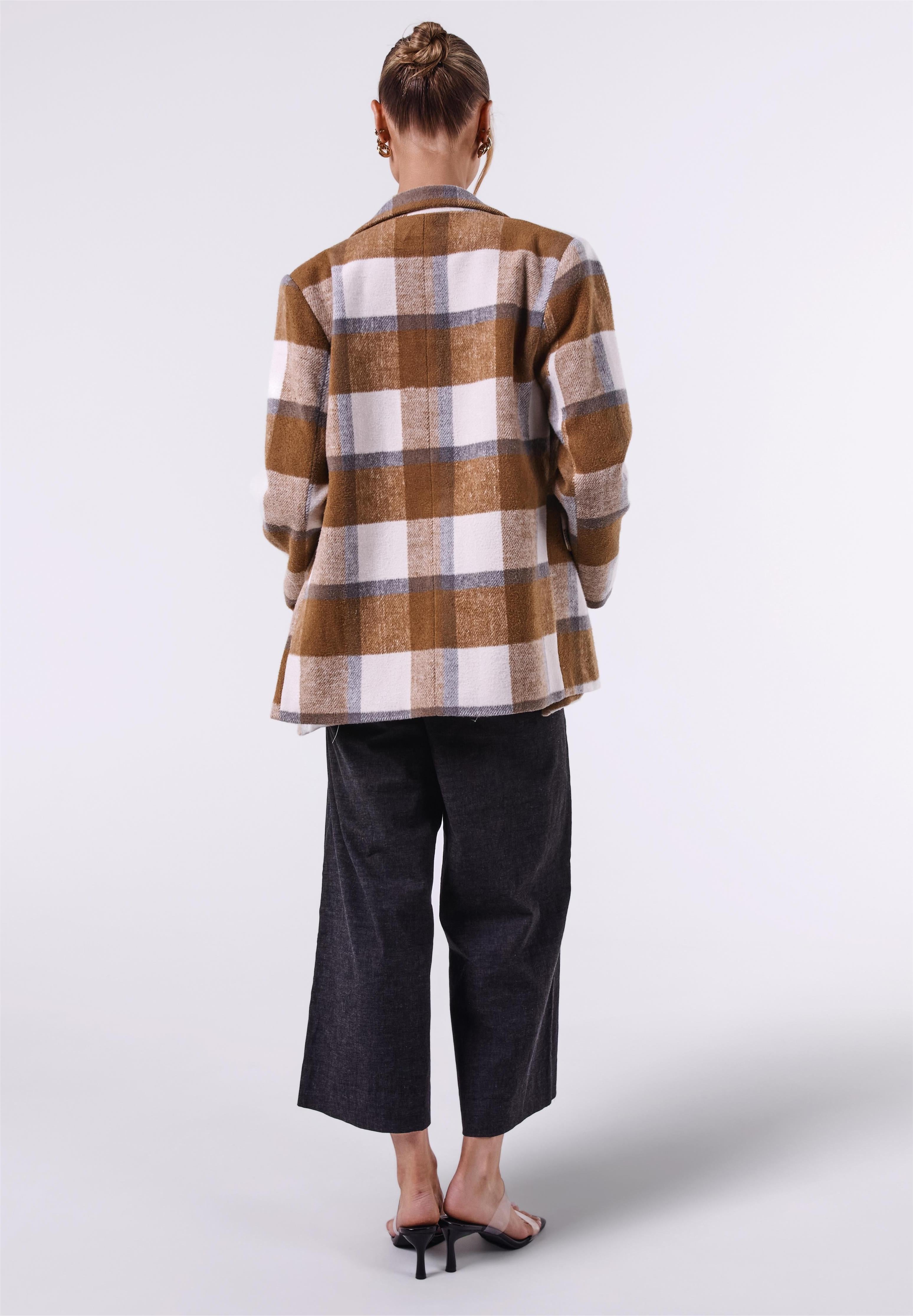 AM023049-5 MOCHA CHECK BLAZER