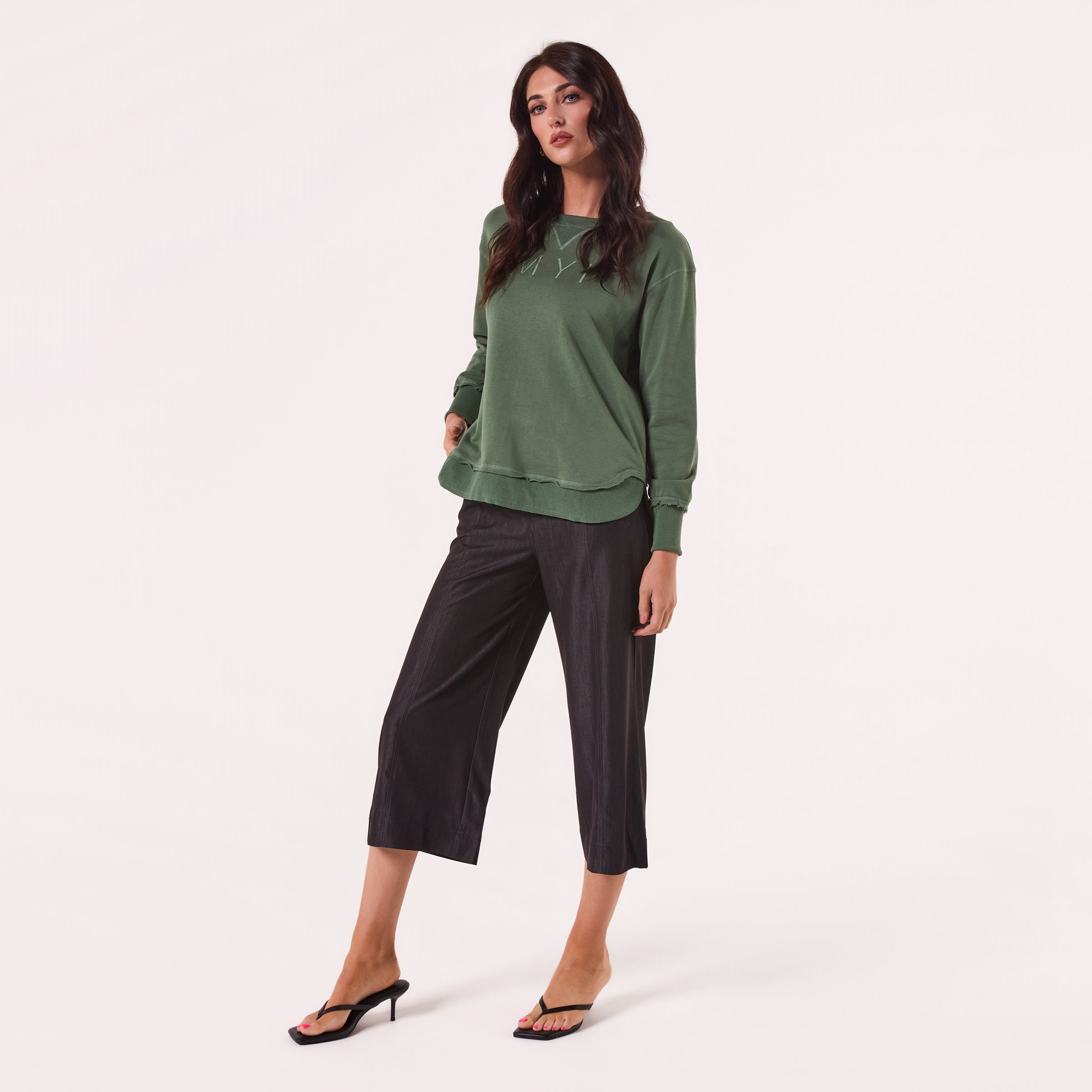 AM022161 KHAKI EMBROIDERY SWEATSHIRT