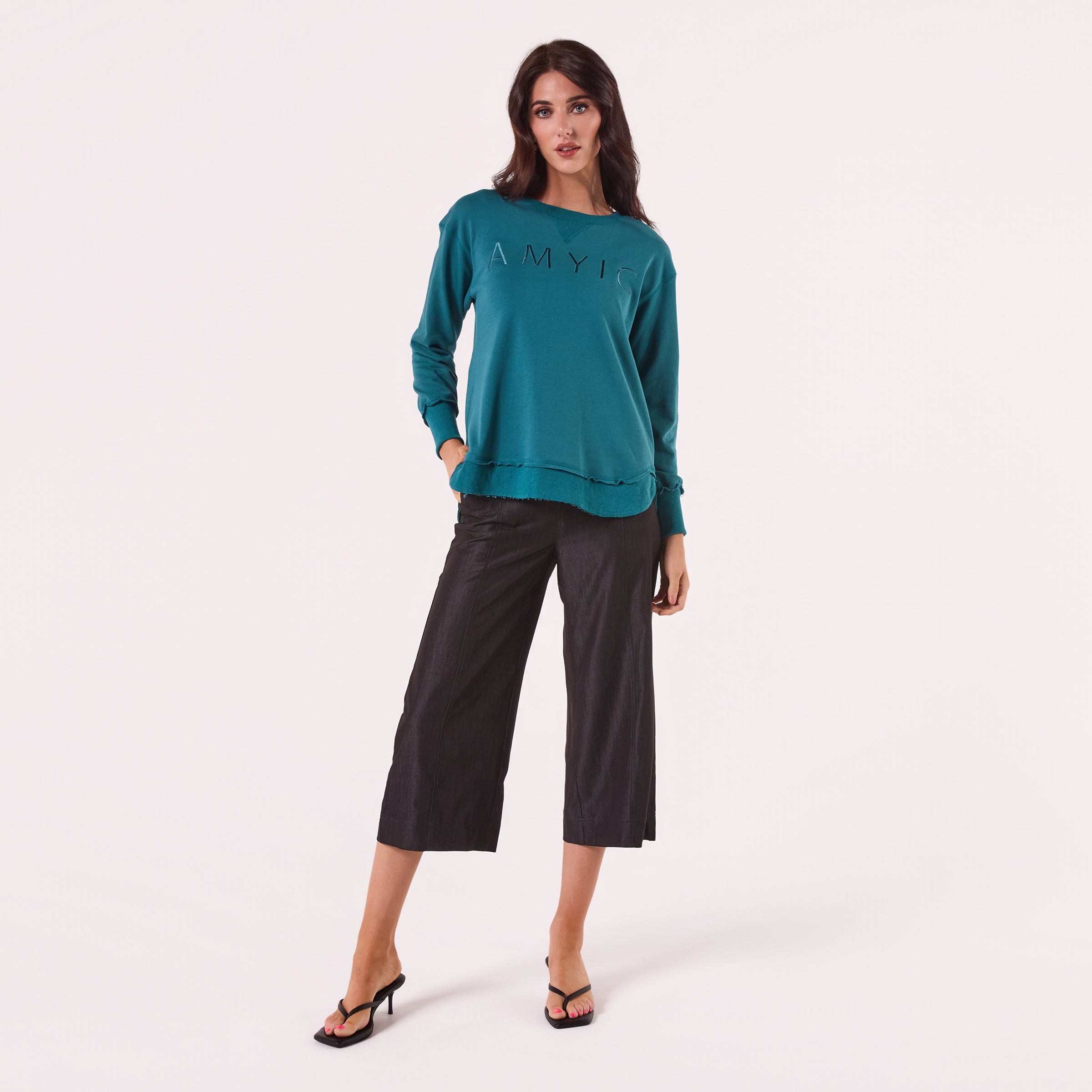 AM022161 ACID BLUE EMBROIDERY SWEATSHIRT