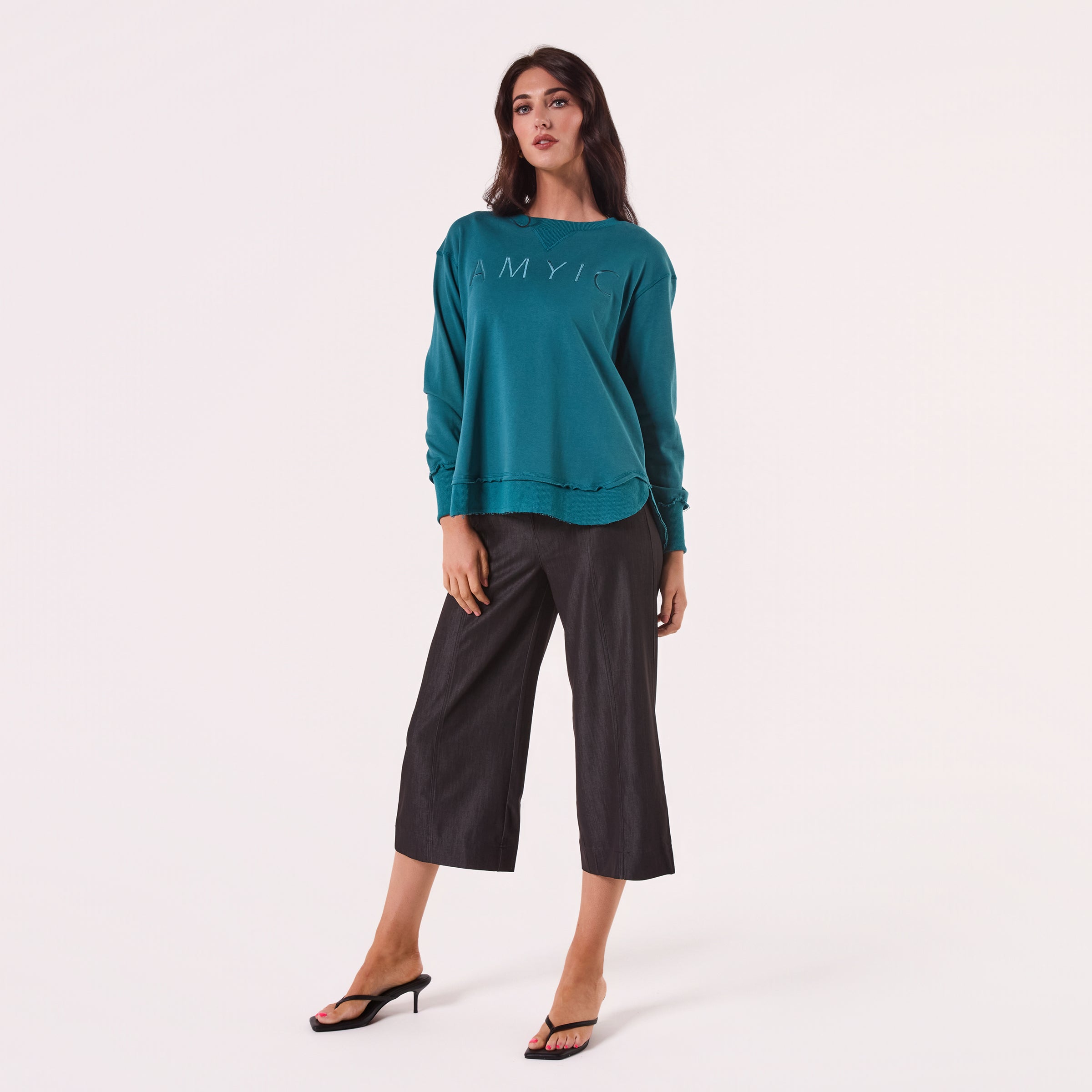 AM022161 ACID BLUE EMBROIDERY SWEATSHIRT