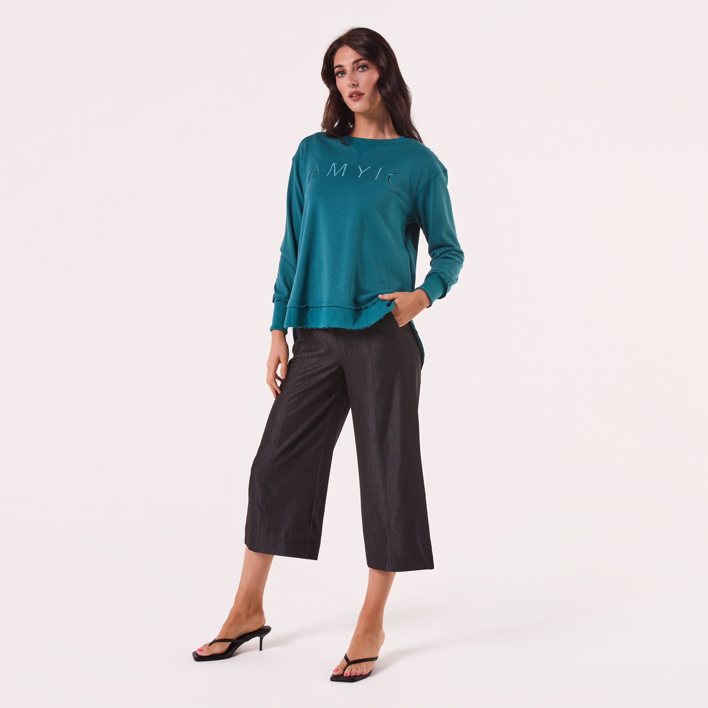 AM022161 ACID BLUE EMBROIDERY SWEATSHIRT