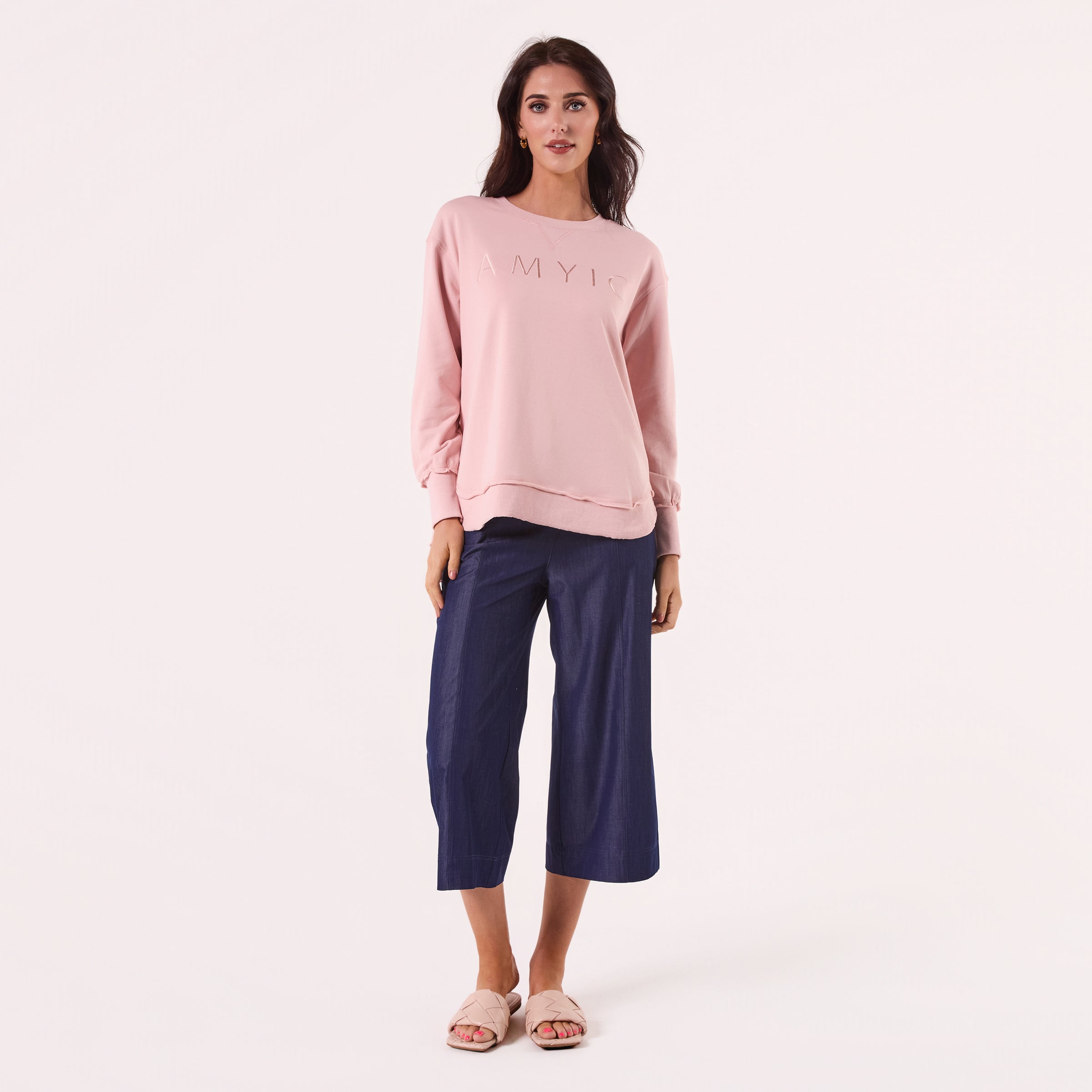 AM022161 PINK EMBROIDERY SWEATSHIRT