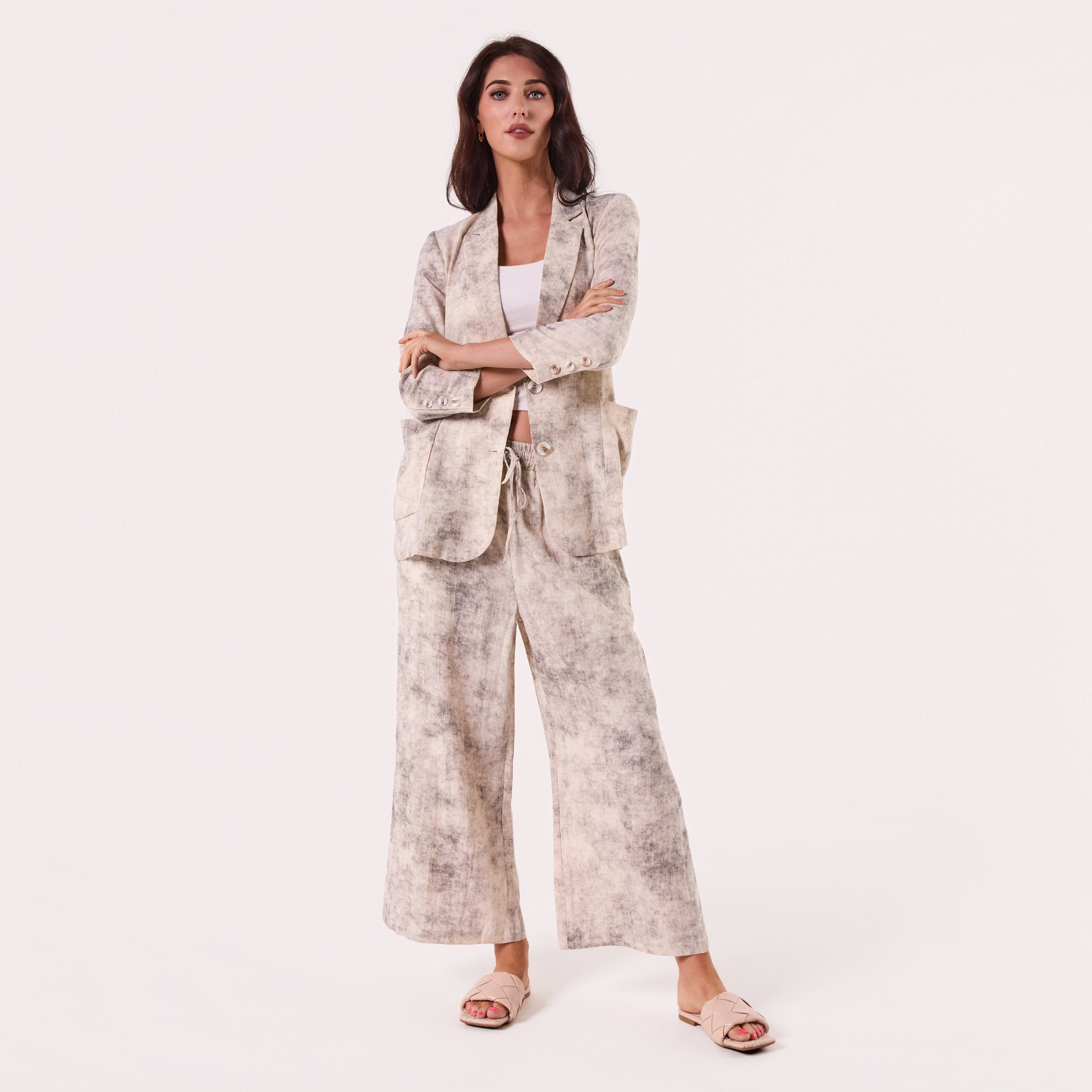 AM02346-2 100%LINEN BLAZER