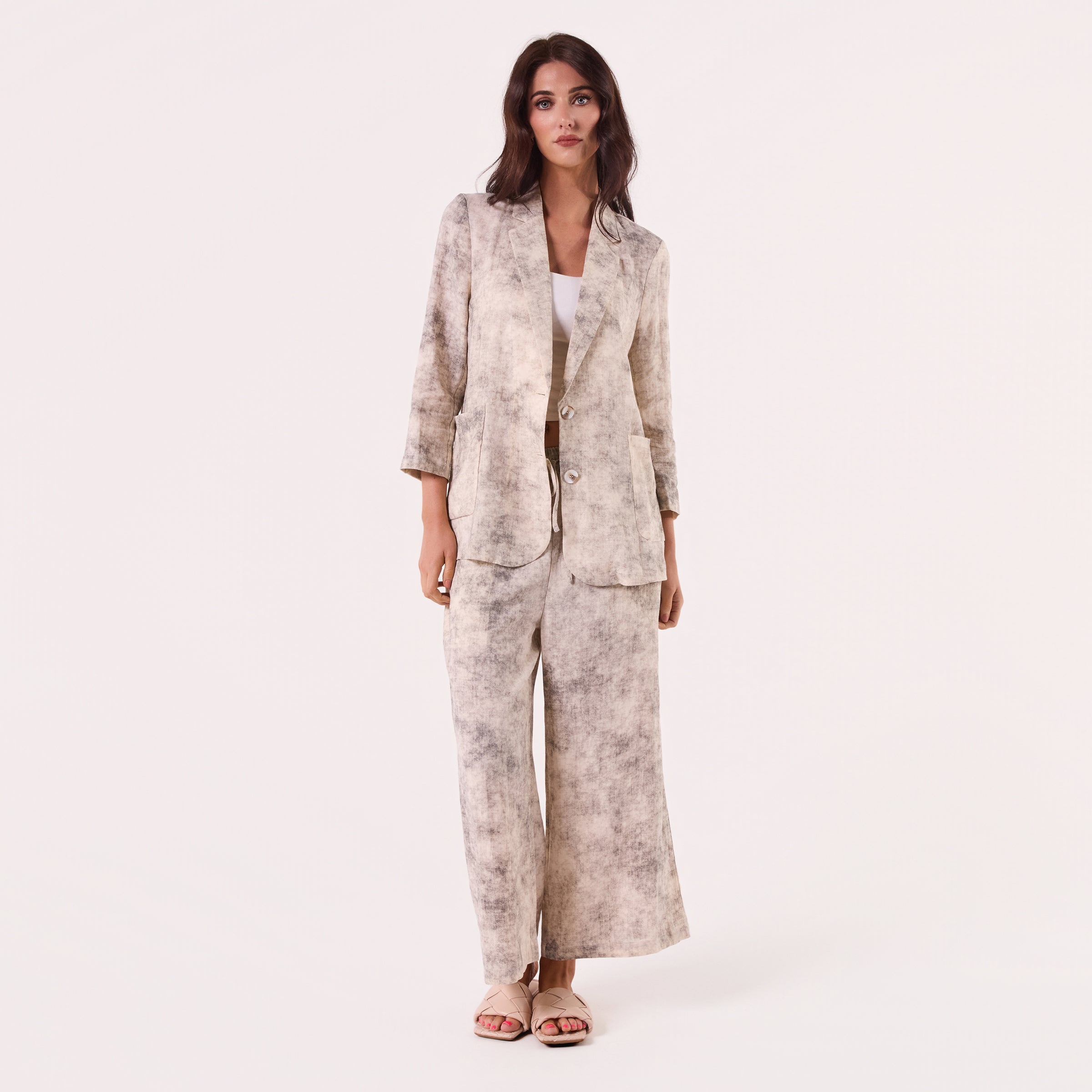 AM02346-2 100%LINEN BLAZER