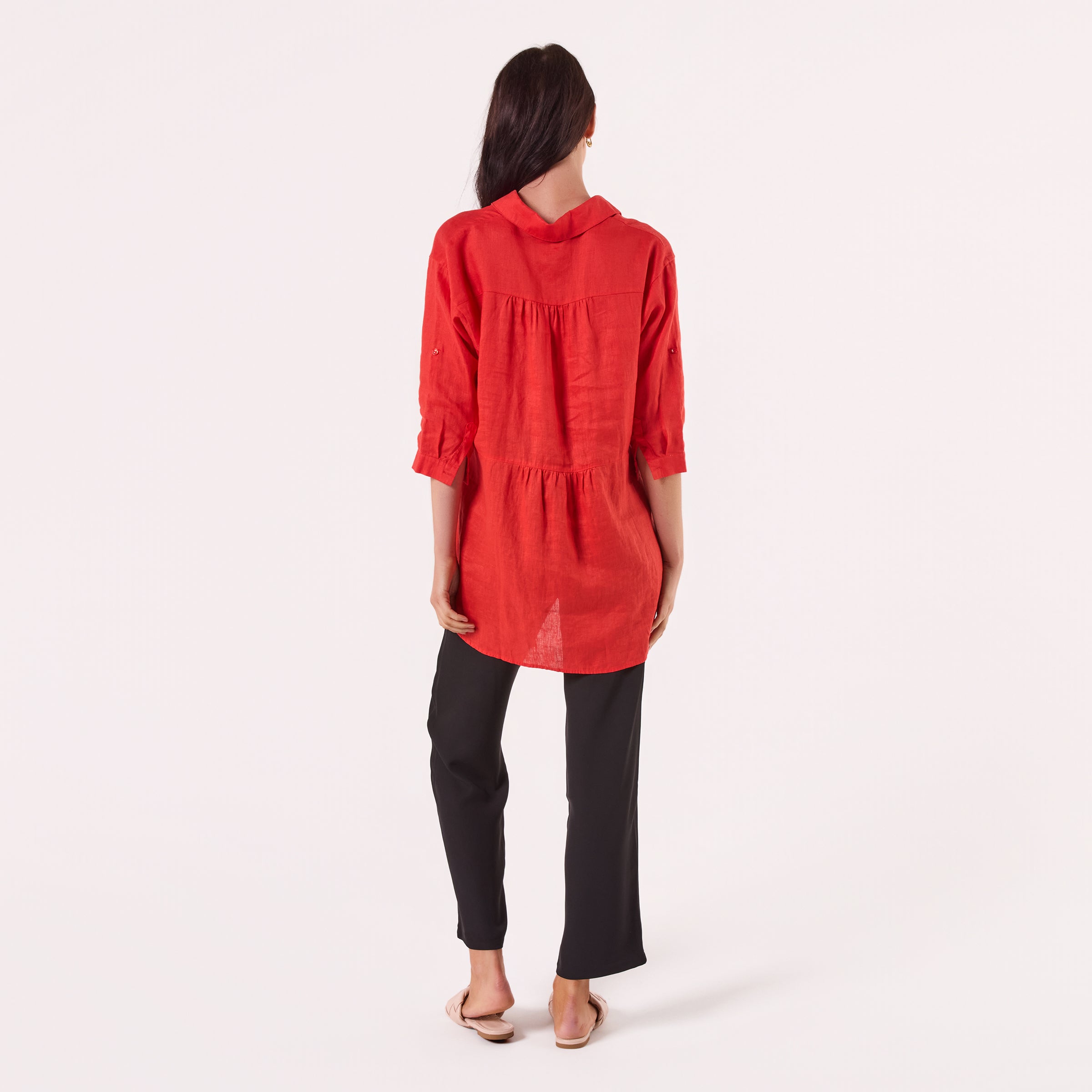 AM01274 SLEEVE BUTTON ROLL UP 100%LINEN SHIRT