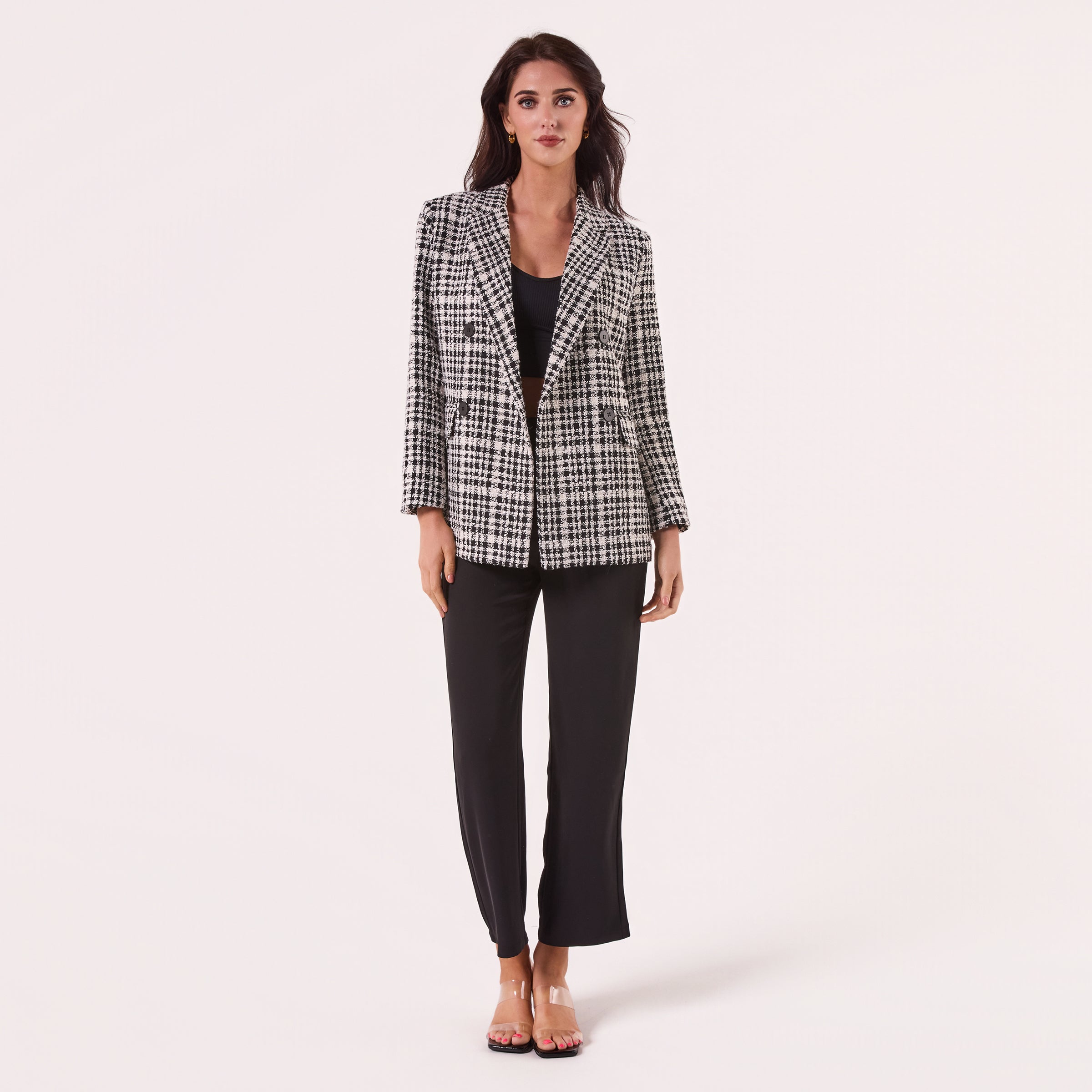 AM023049-9 BLACK CHECK BLAZER