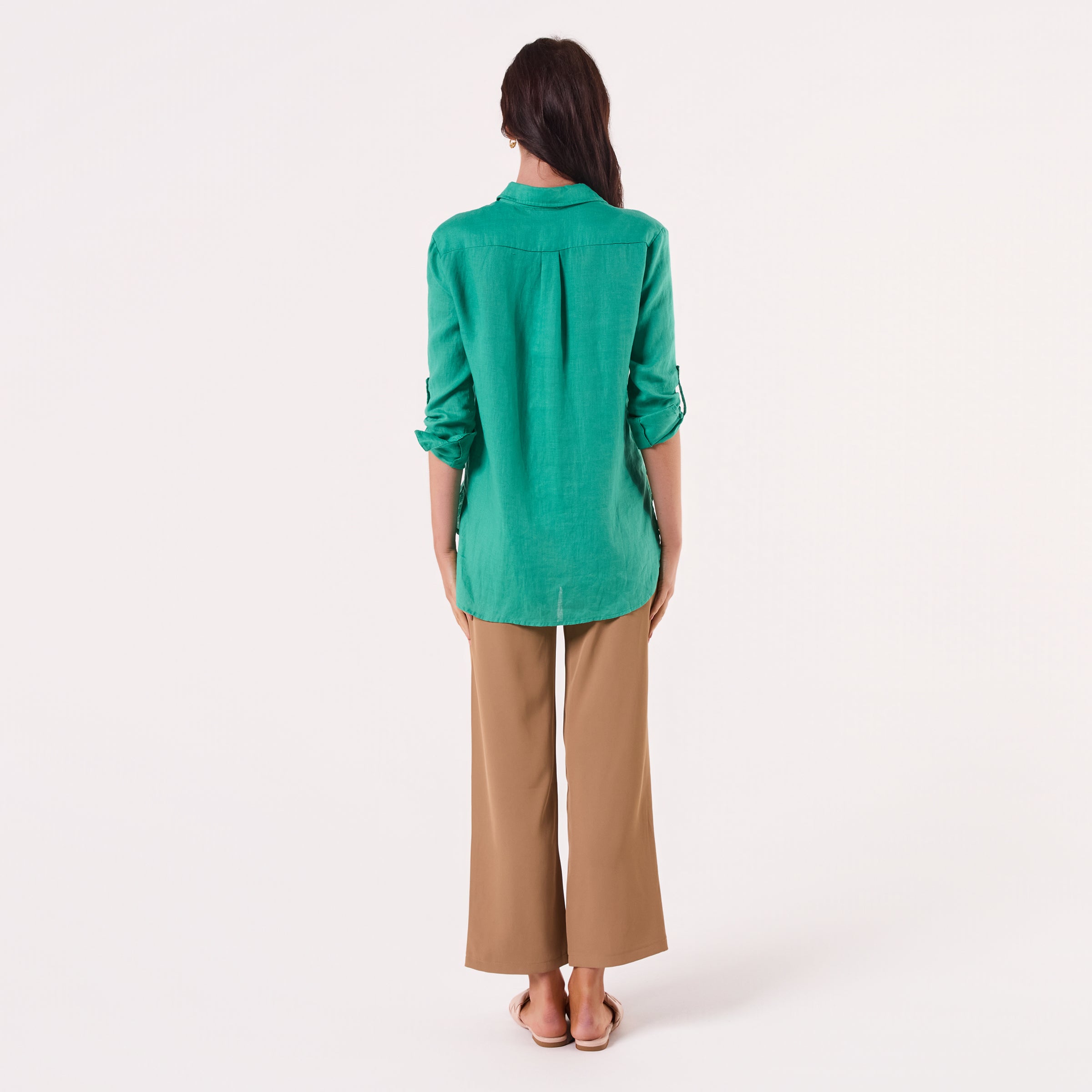 AM02368 TWO SIDE POCKET 100%LINEN SHIRT