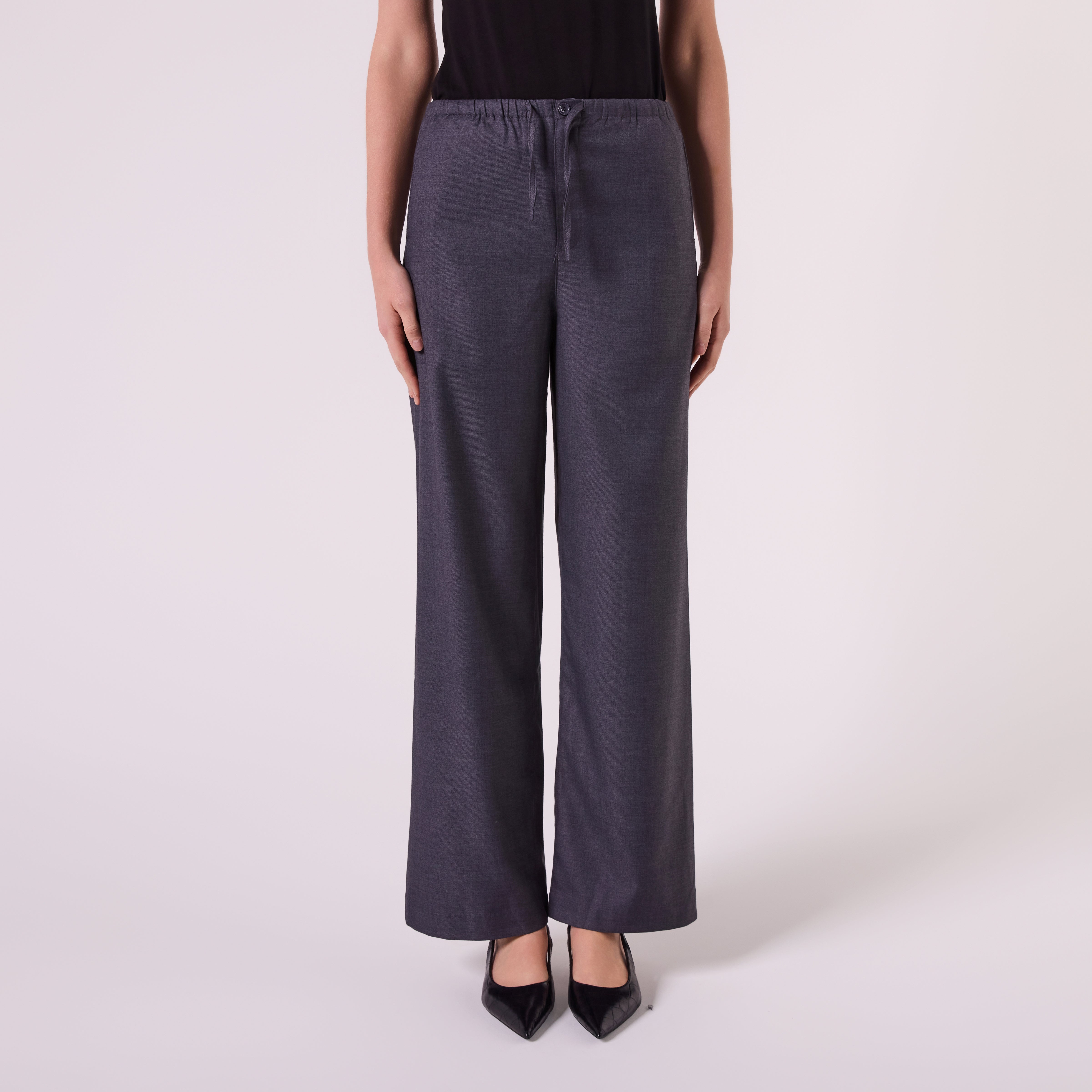 AM26011 DRAWSTRING WOOL PANTS (CHARCOAL)